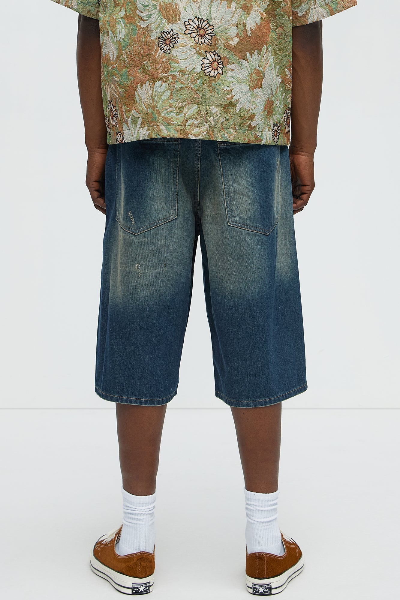 Don't Hate Baggy Relaxed Denim Shorts - Dark Wash