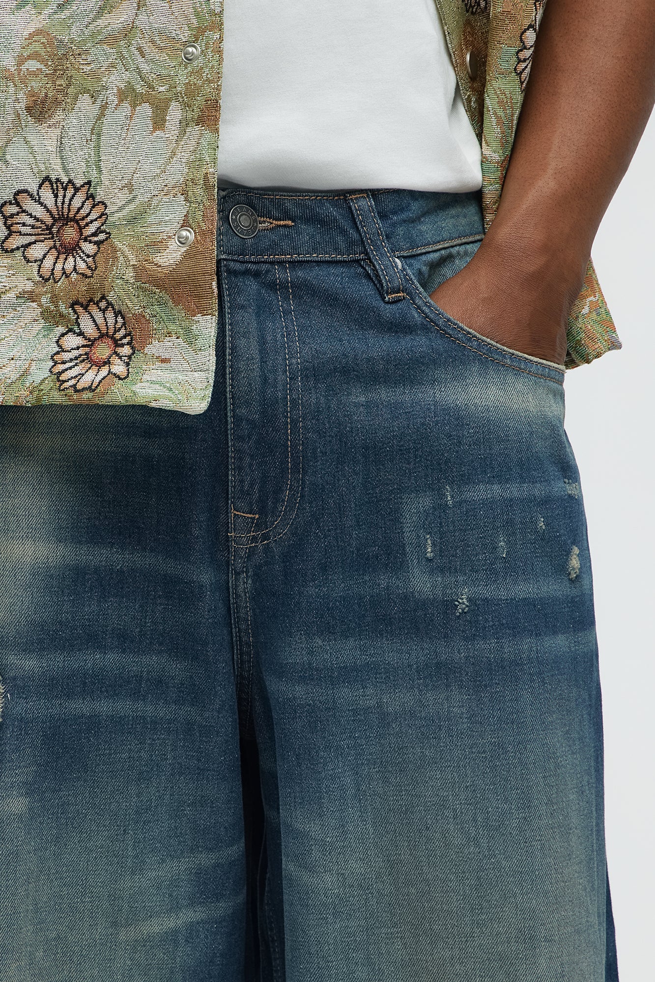 Don't Hate Baggy Relaxed Denim Shorts - Dark Wash