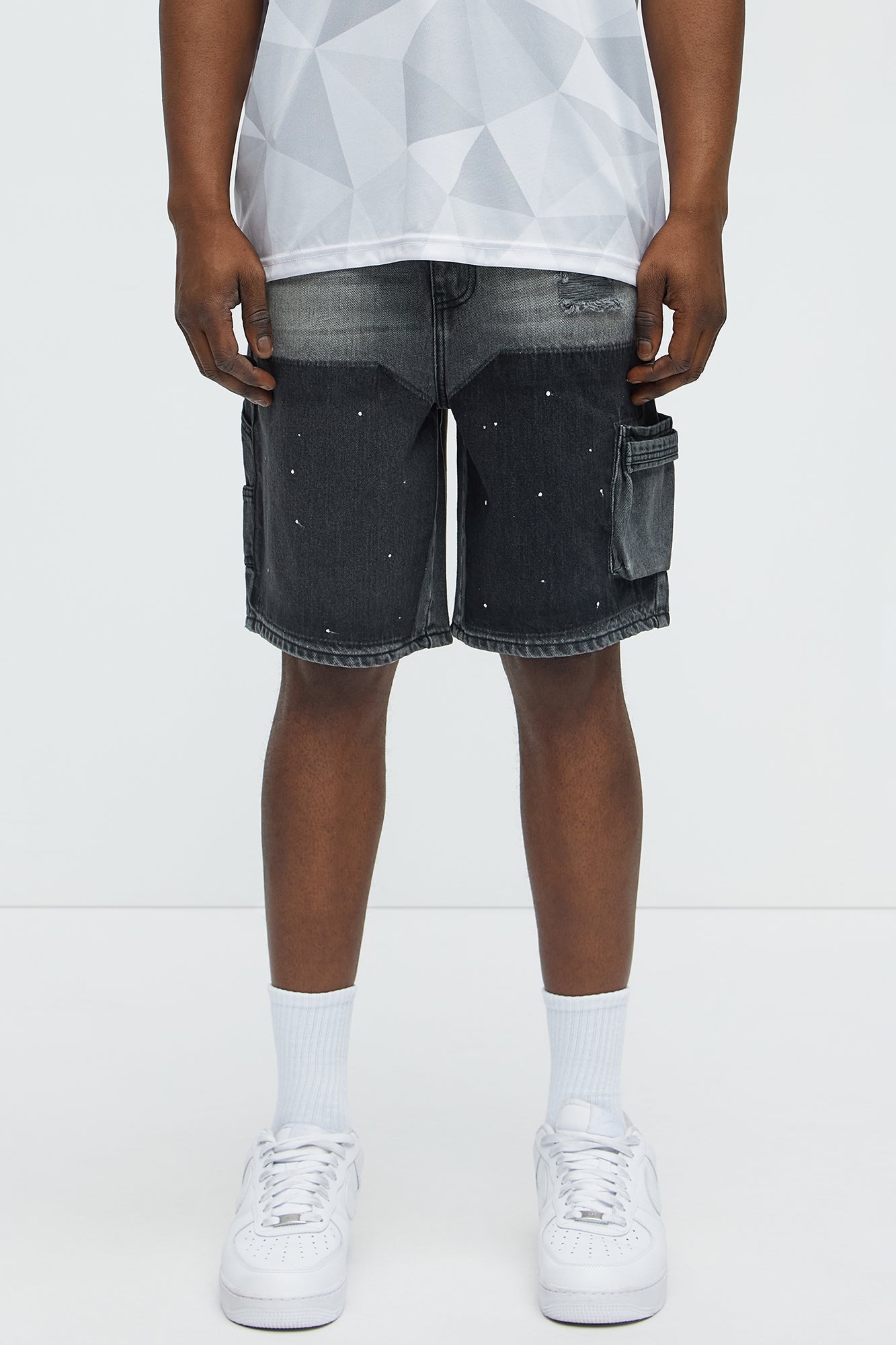 Two Ways Relaxed Denim Shorts - Black Wash
