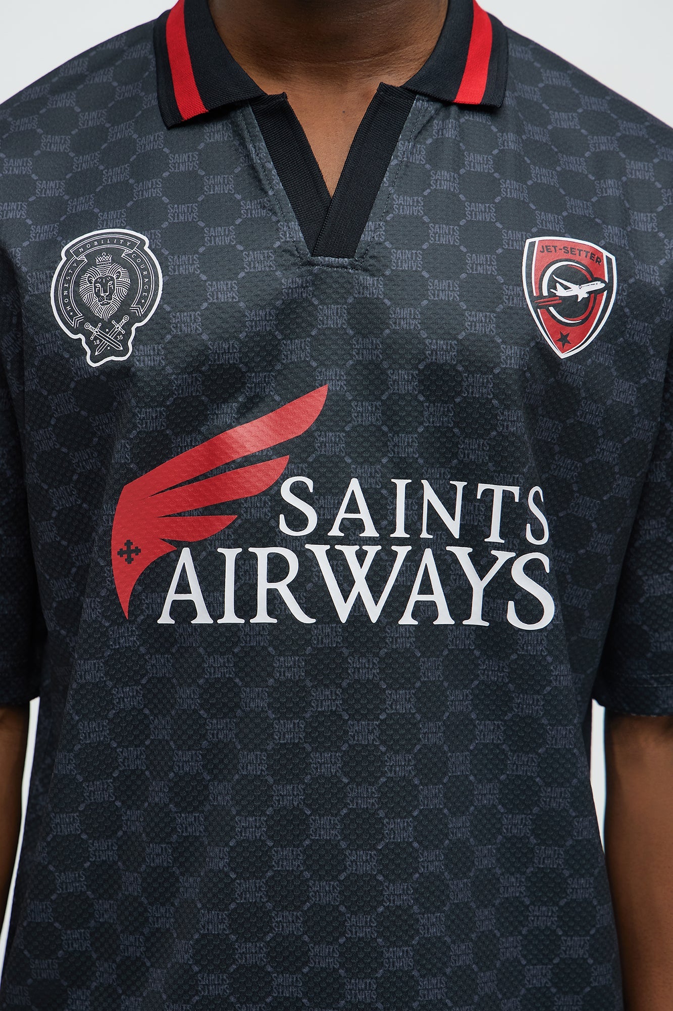 Saints Johnny Collar Soccer Jersey - Black