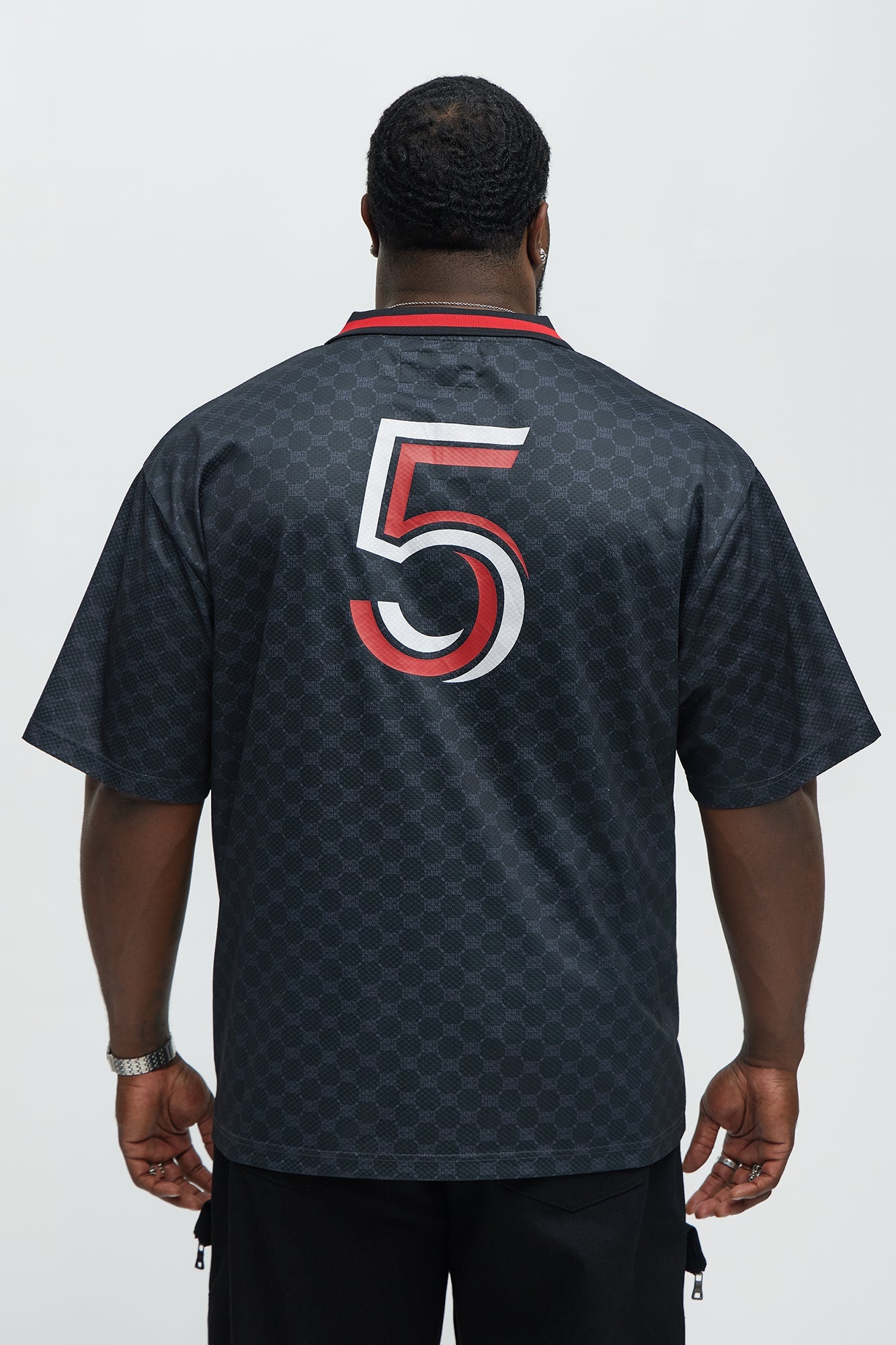 Saints Johnny Collar Soccer Jersey - Black