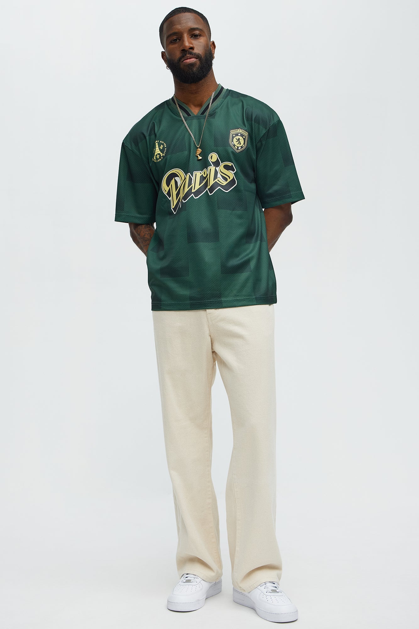 Checkered Paris Short Sleeve Soccer Jersey - Green/combo