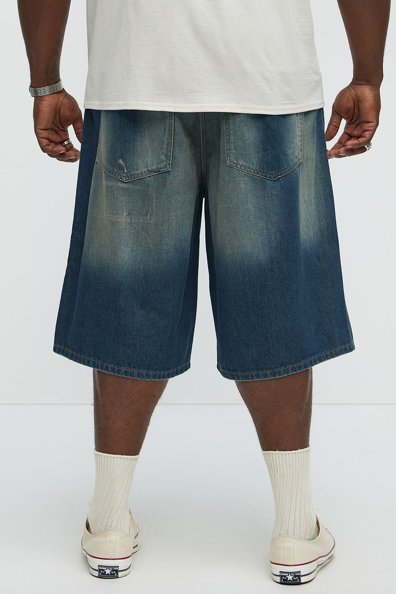 Don't Hate Baggy Relaxed Denim Shorts - Dark Wash