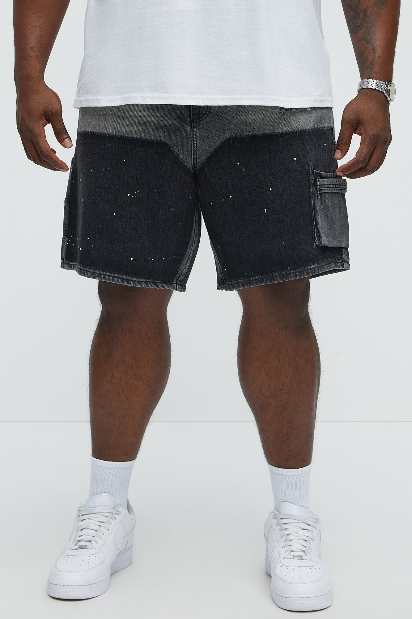 Two Ways Relaxed Denim Shorts - Black Wash