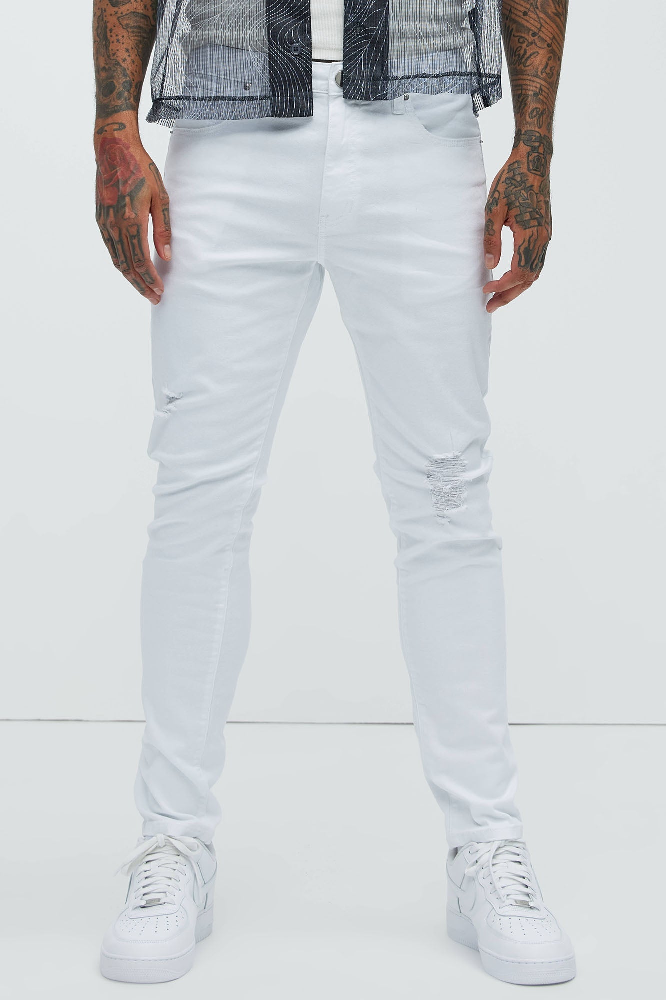 Take No L's Skinny Jean - White
