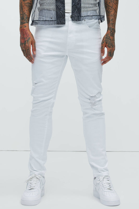 Take No L's Skinny Jean - White