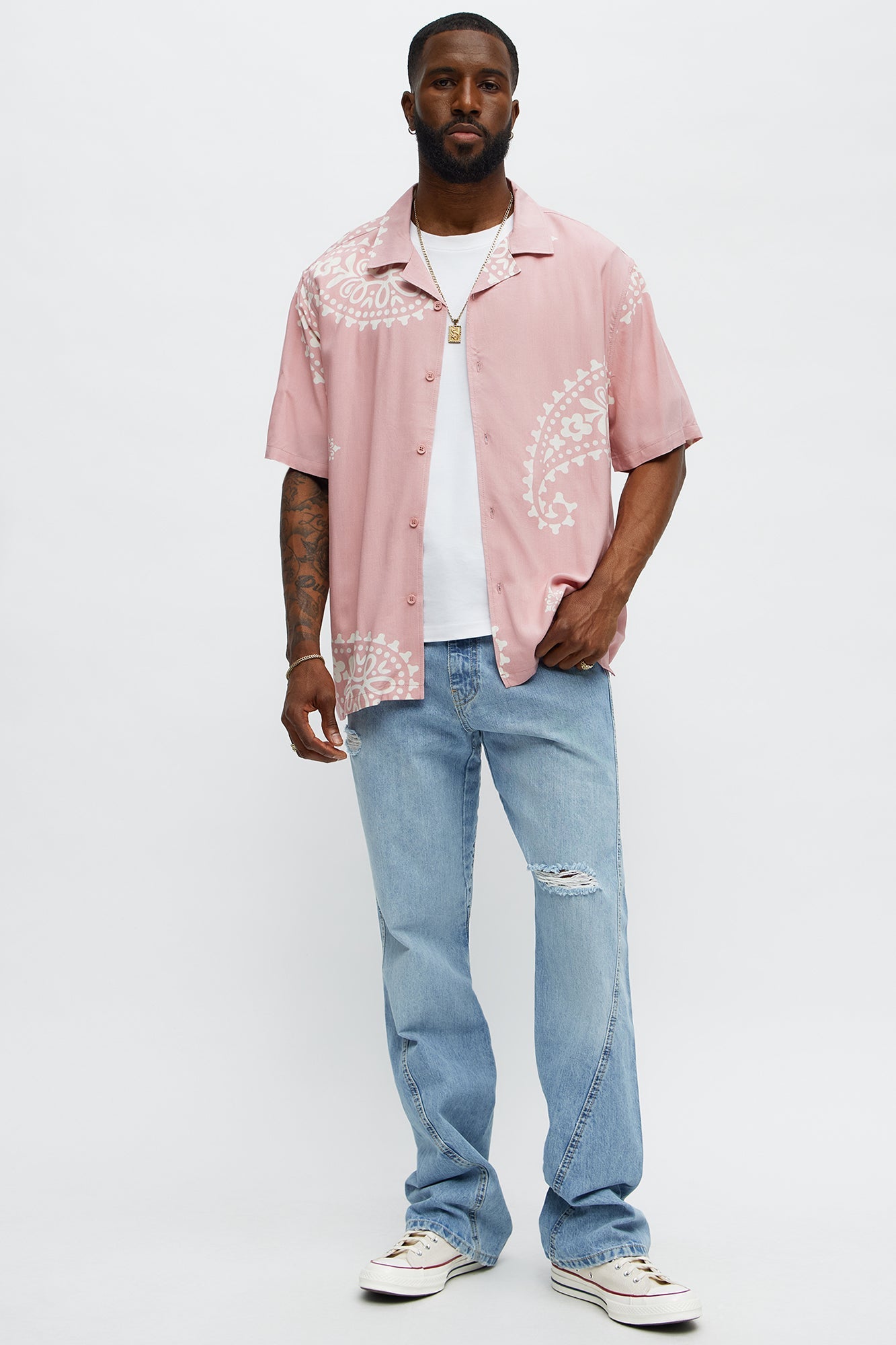Paisley Rayon Shirt - Pink