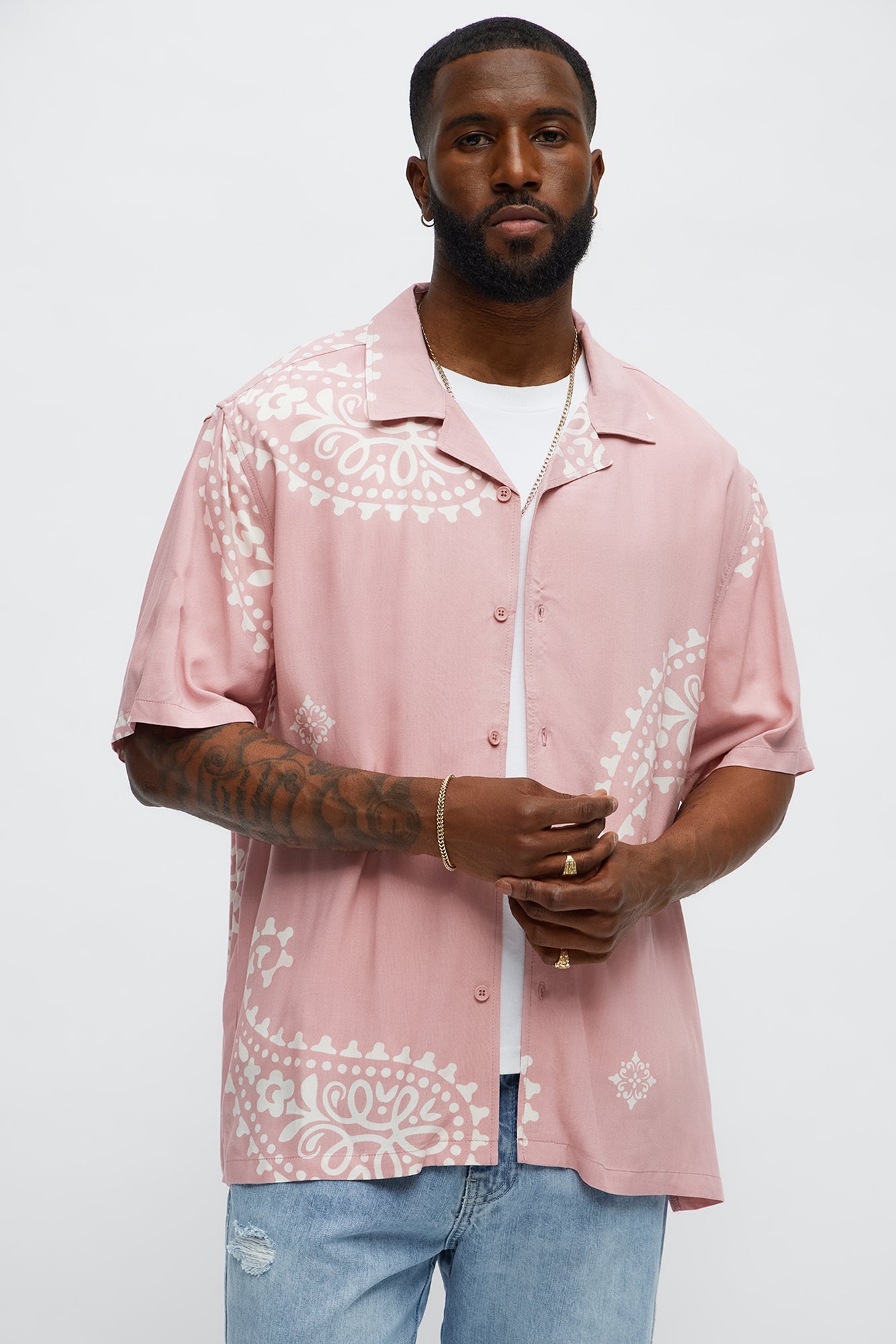 Paisley Rayon Shirt - Pink