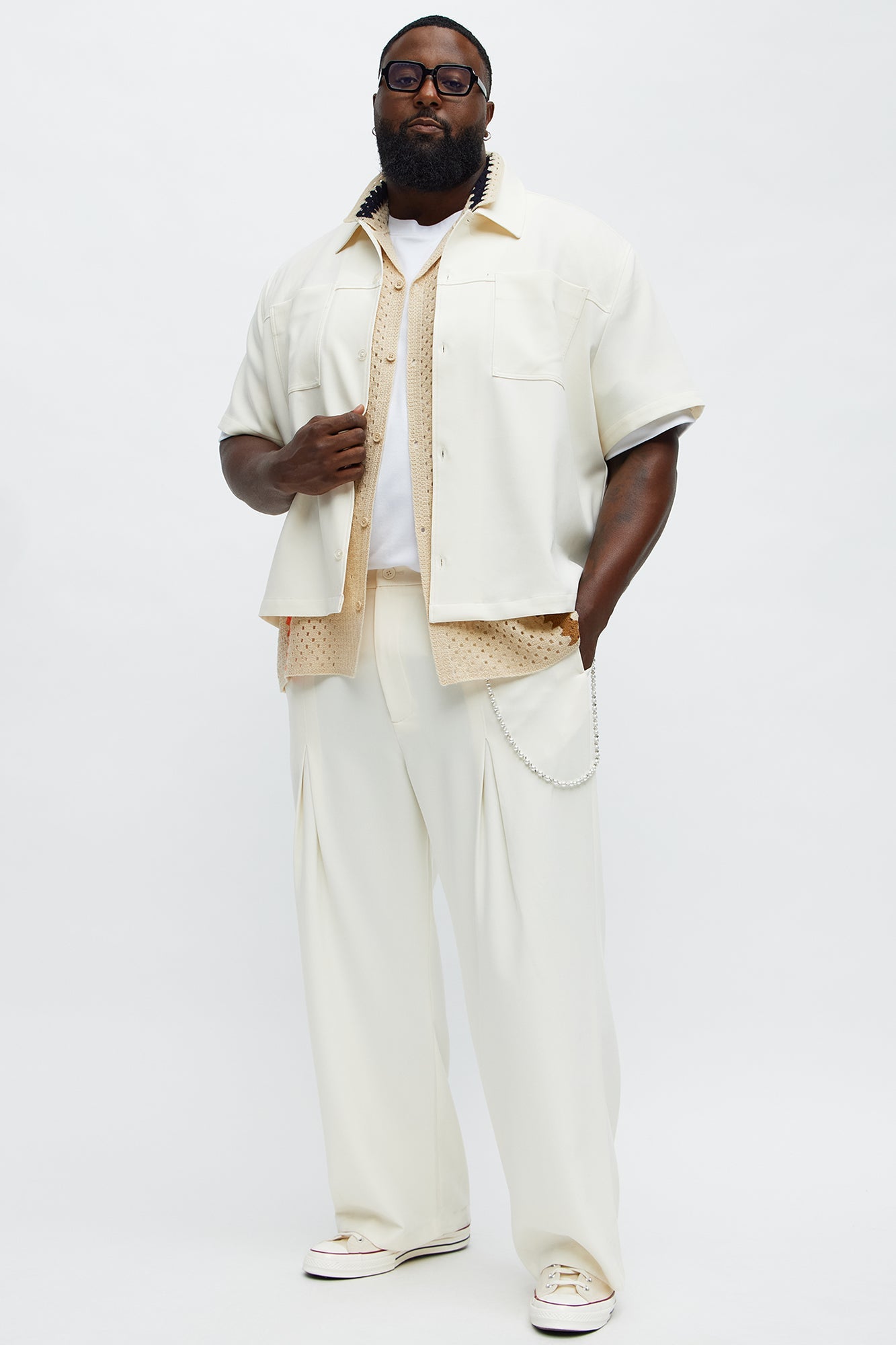 Ronan High Waisted Pleated Trousers - Cream