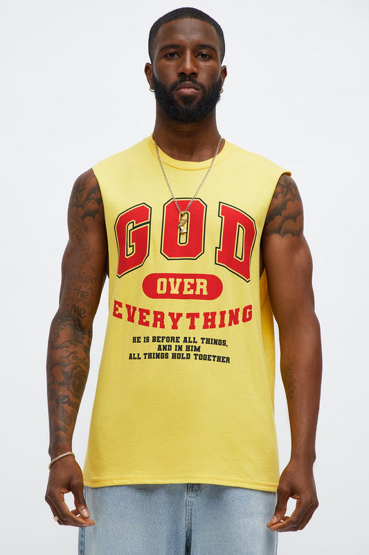 God Over Everything Muscle Tee - Yellow