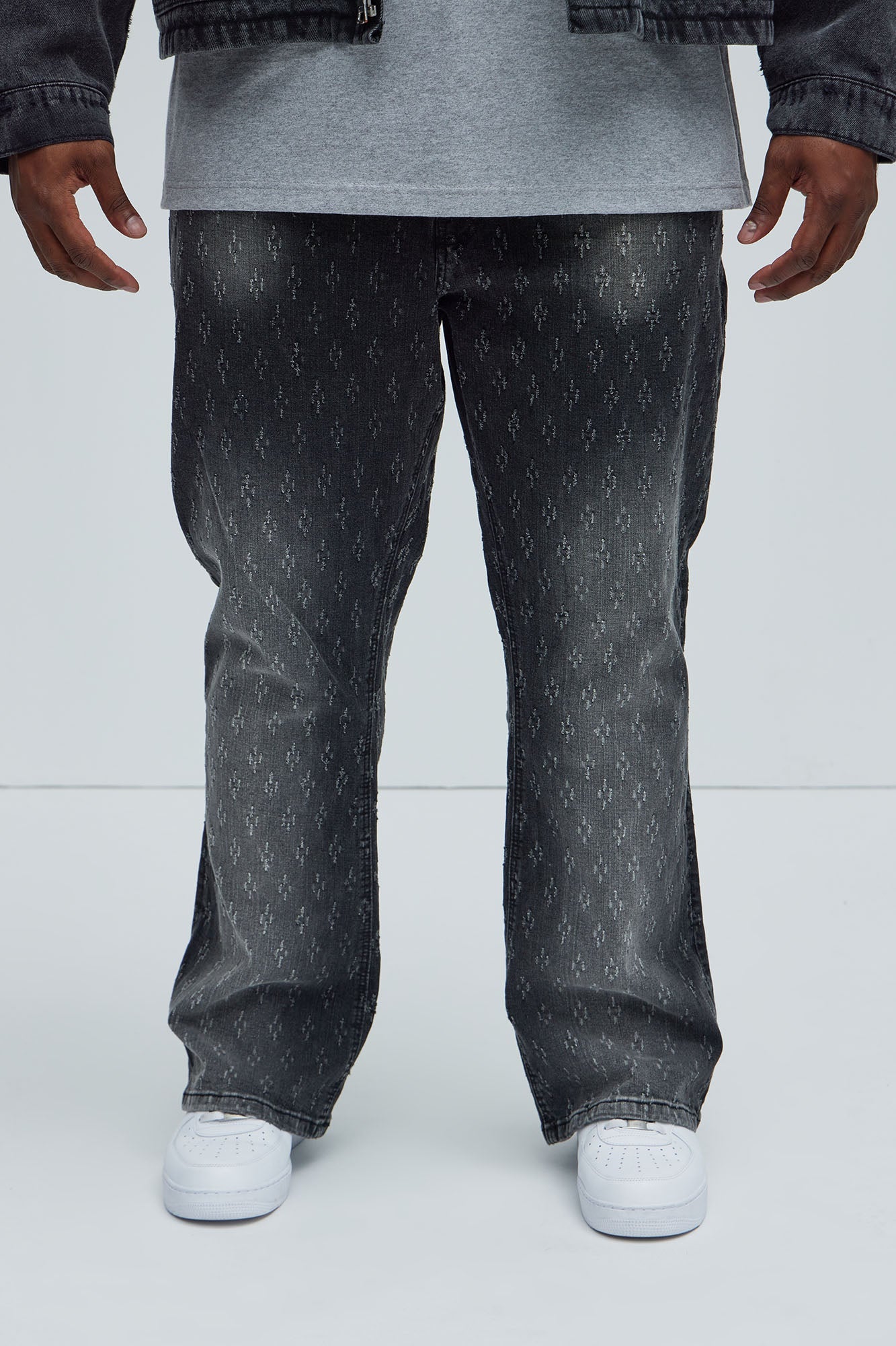 Drilled Slim Stacked Flare Jeans - Black Wash