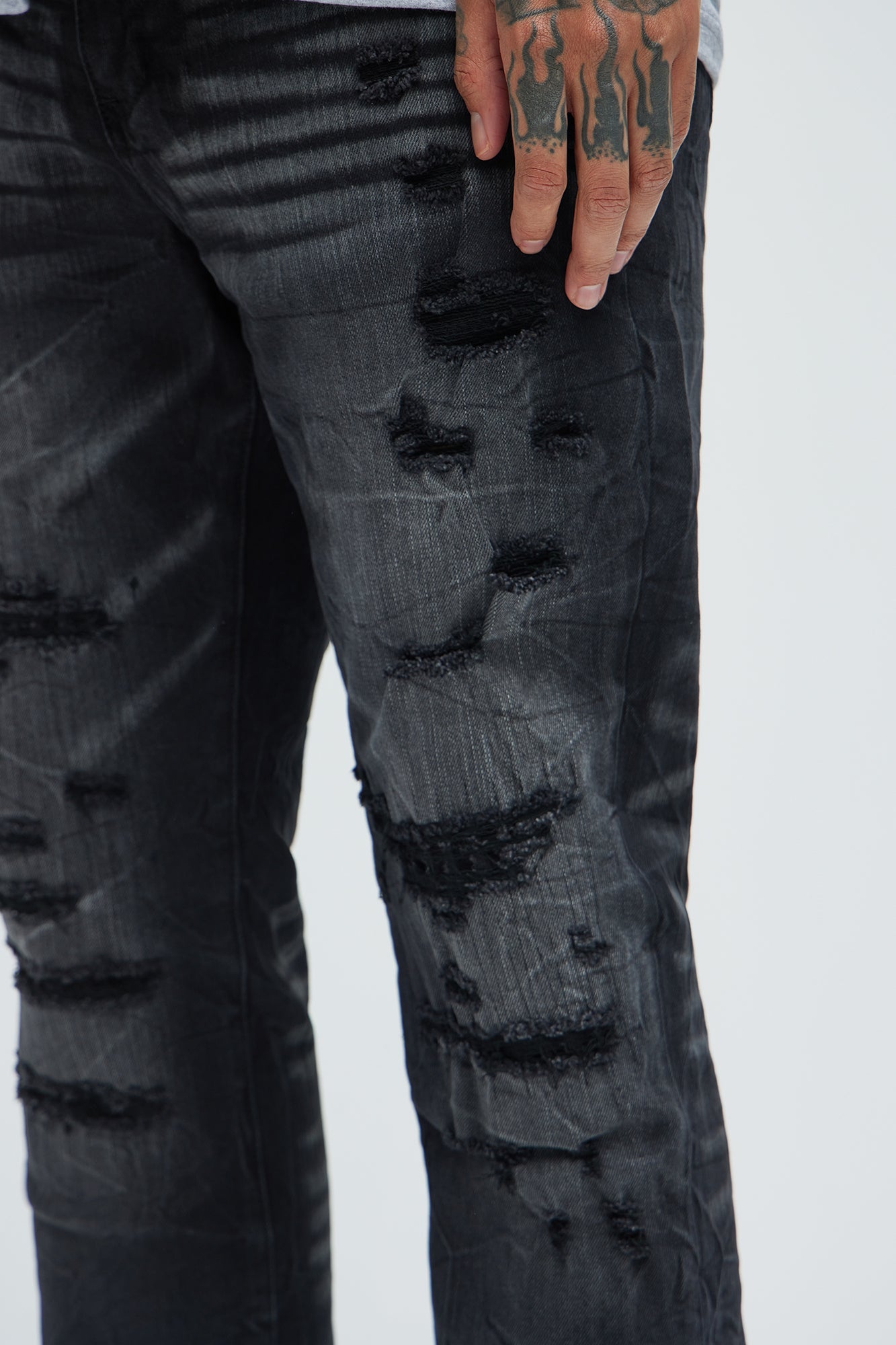Undercover Slim Stacked Flare Jeans - Black Wash