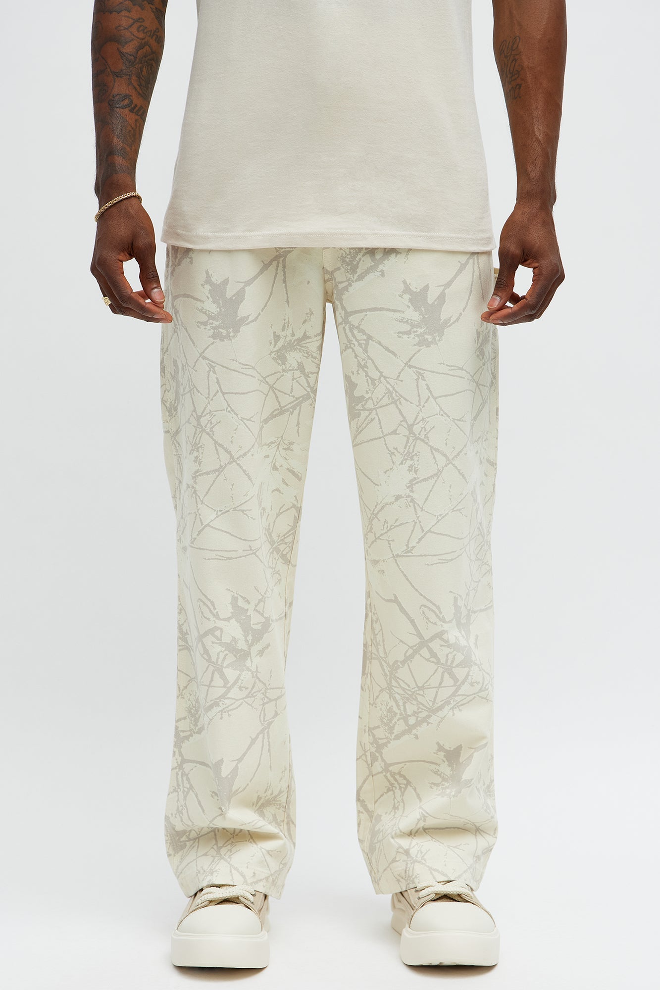 Straight Woodland Mirage Carpenter Pants - Cream