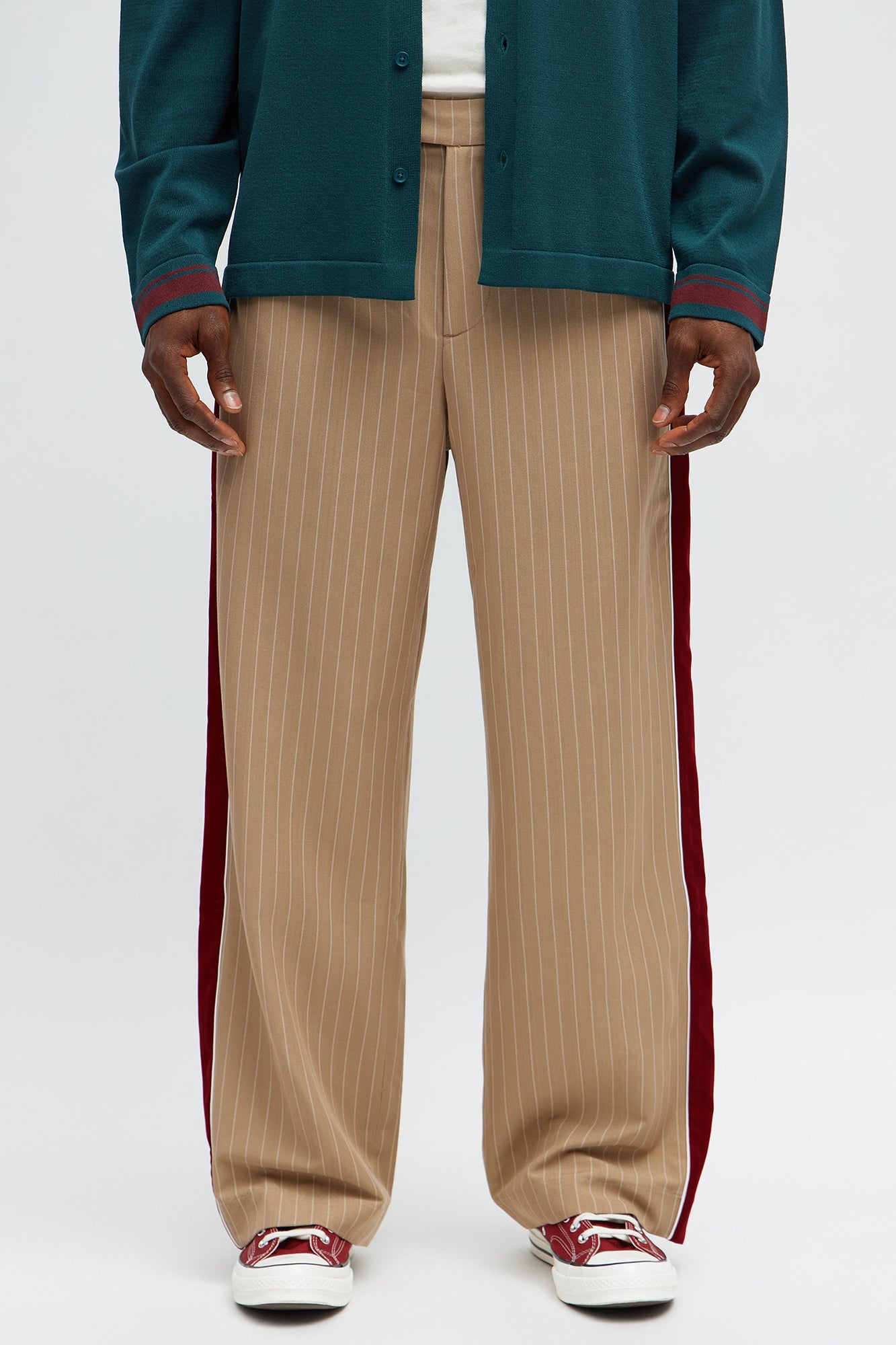 Baggy Elevated Side Stripe Trouser - Khaki/combo