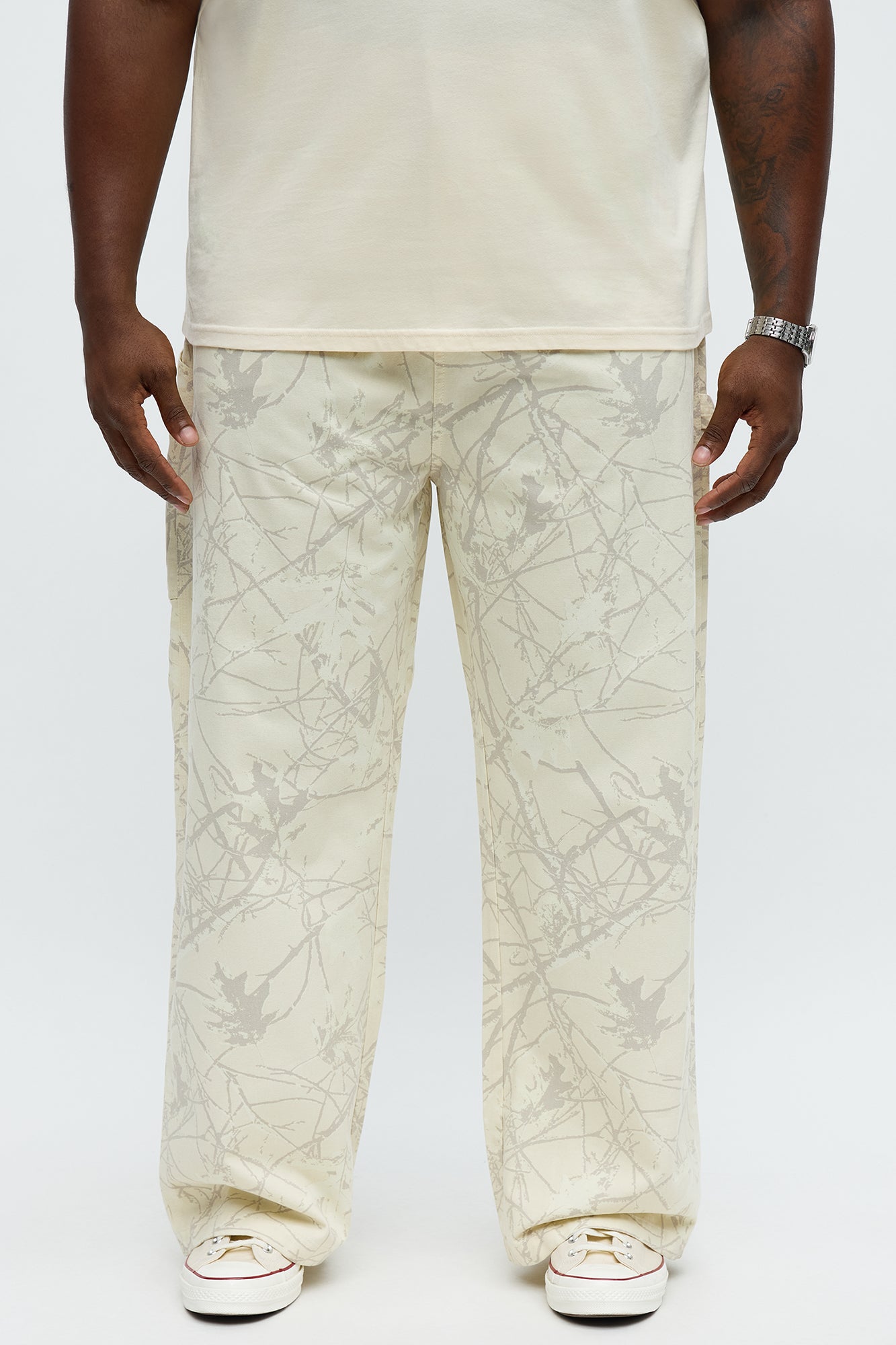 Straight Woodland Mirage Carpenter Pants - Cream