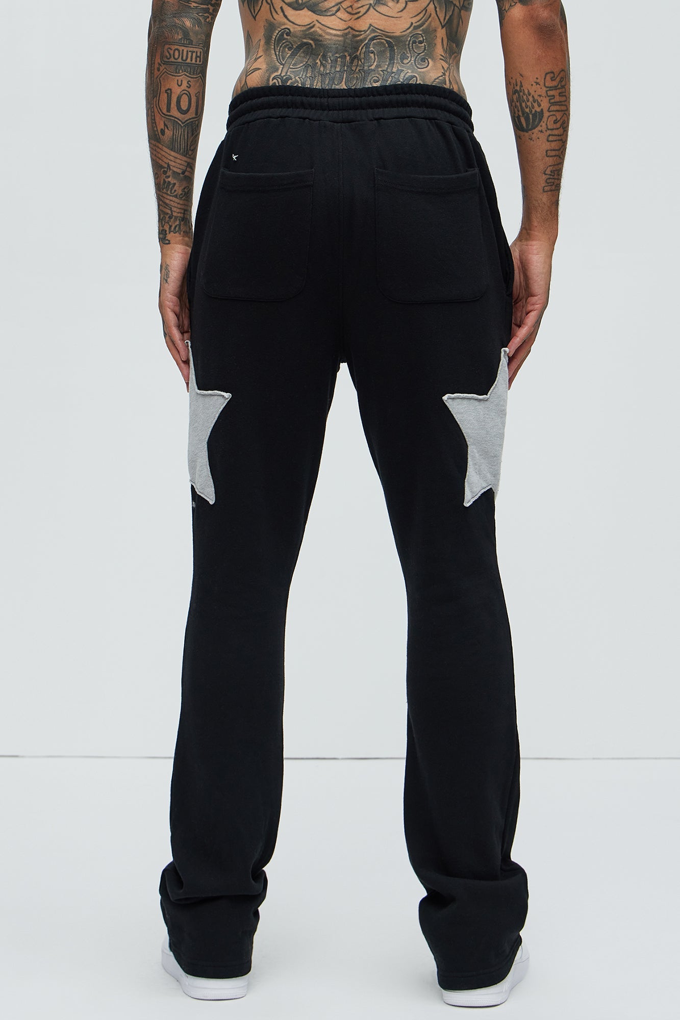 Tyson Stars Skinny Flared Sweatpants - Black