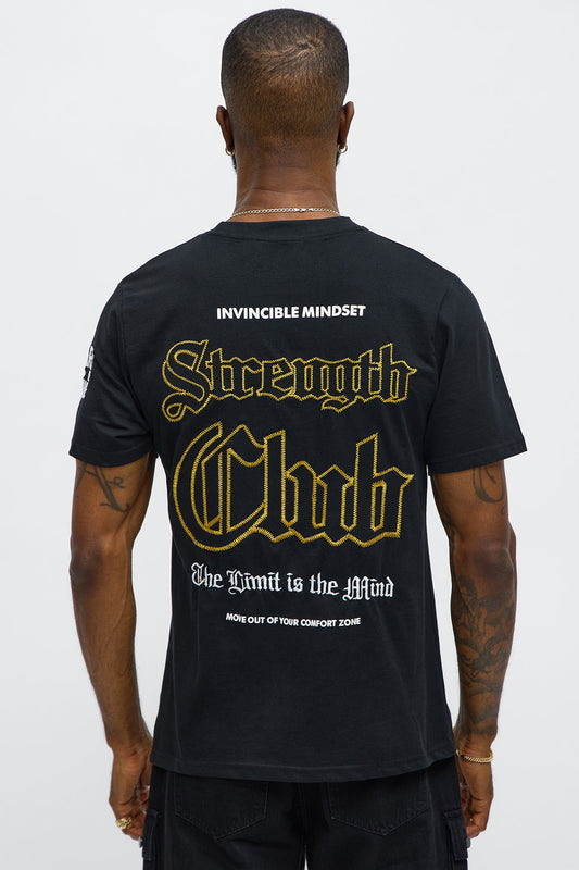 Strength Club Embroidery Short Sleeve Tee - Black