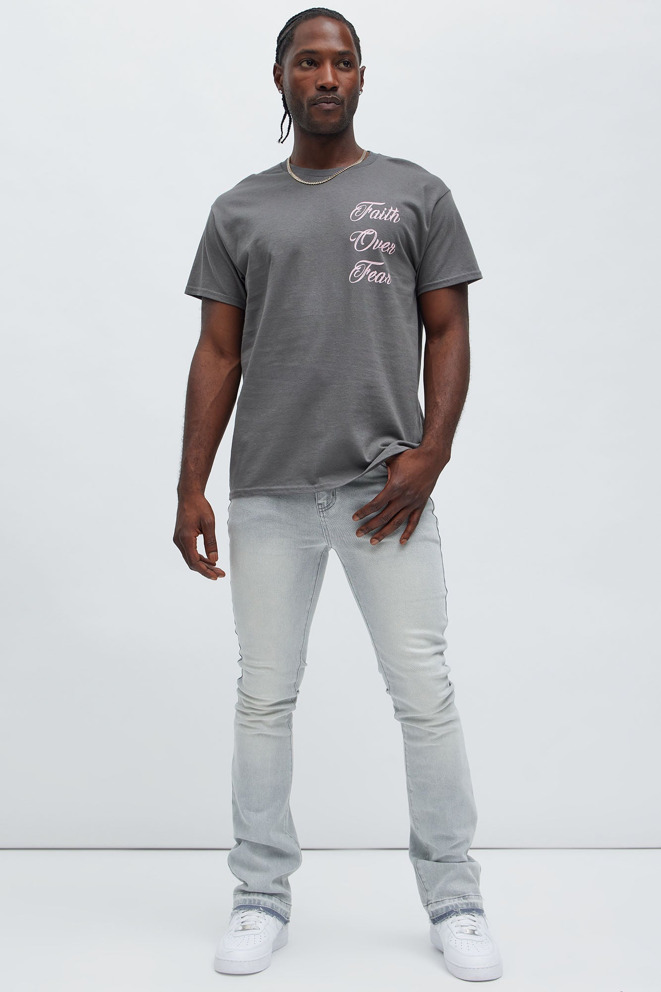 Cornell Stacked Skinny Flare Jeans - Slate Grey