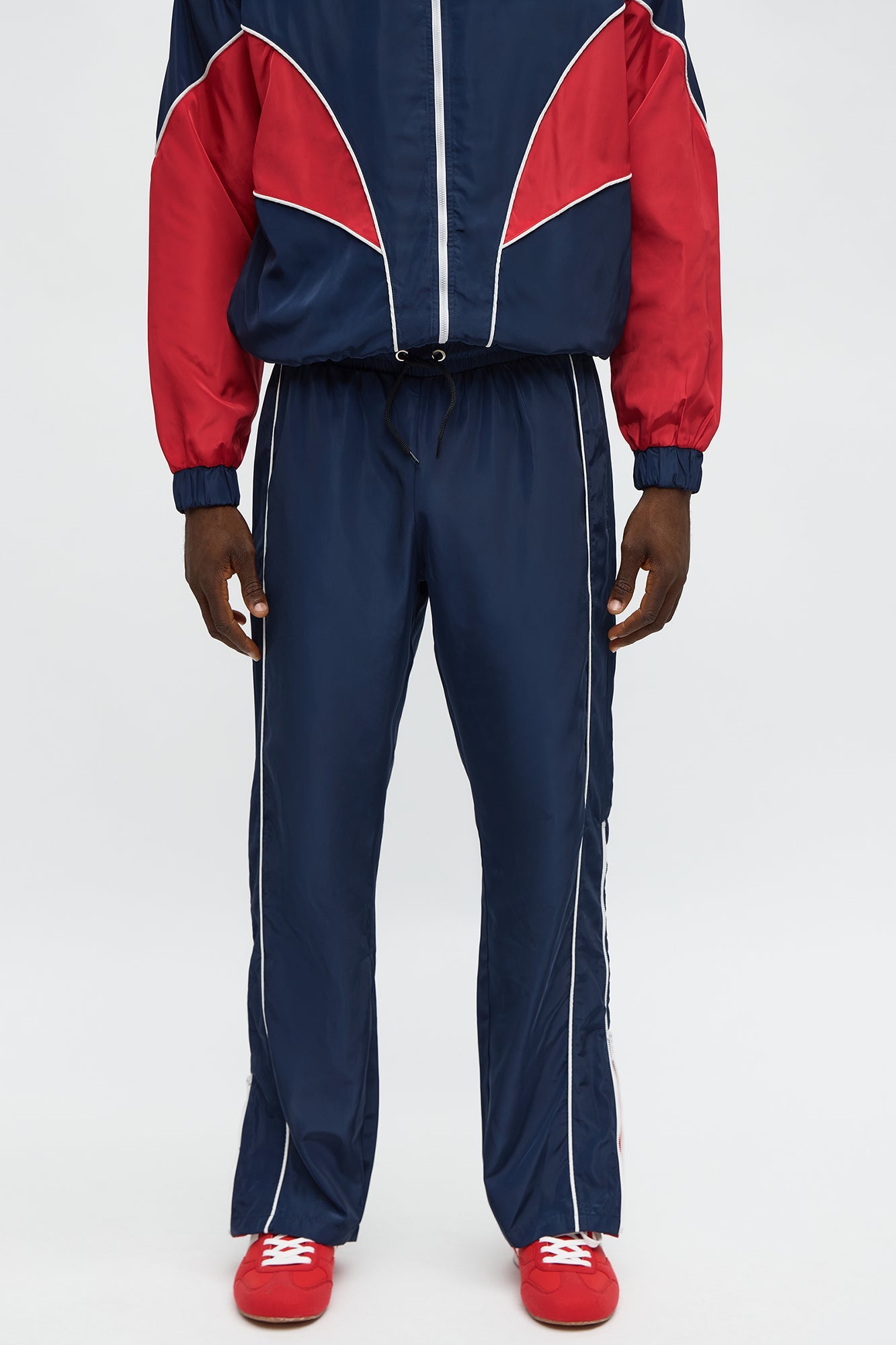 Straight Color Block Club Zipper Pant - Navy/combo
