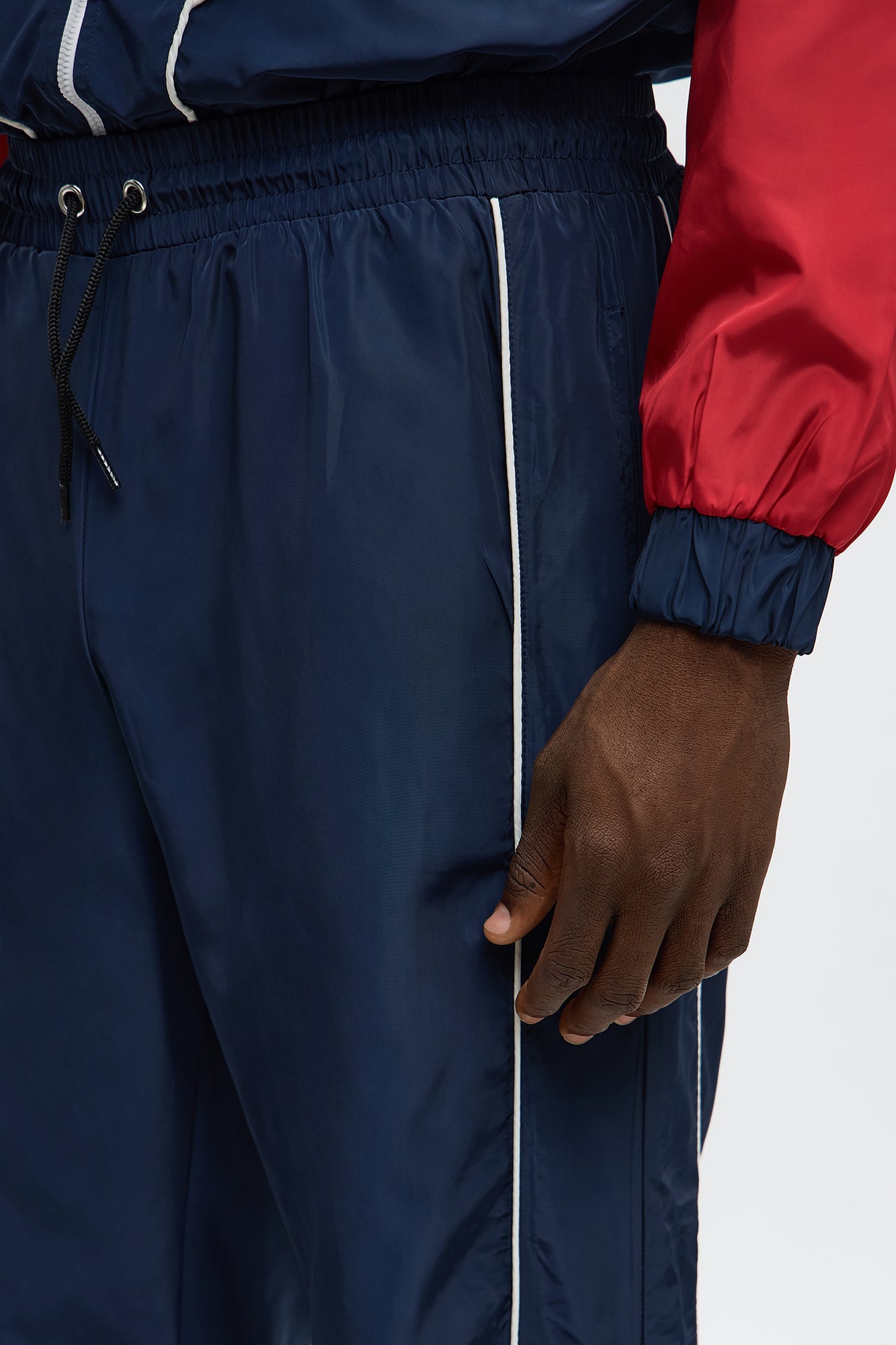 Straight Color Block Club Zipper Pant - Navy/combo