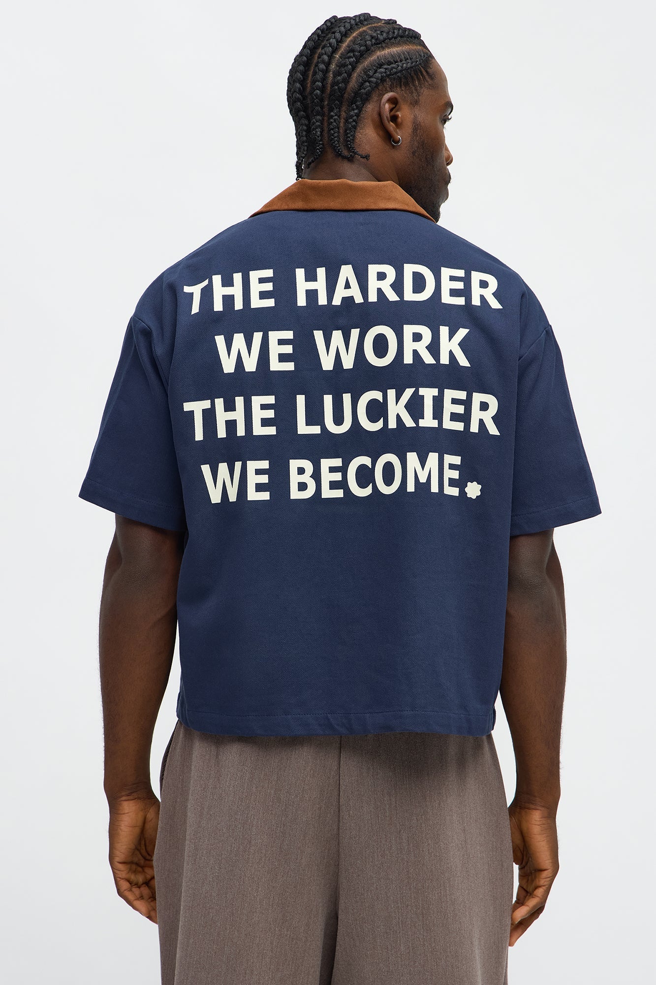 Cropped Rustpoint Mechanic Button Up Shirt - Navy