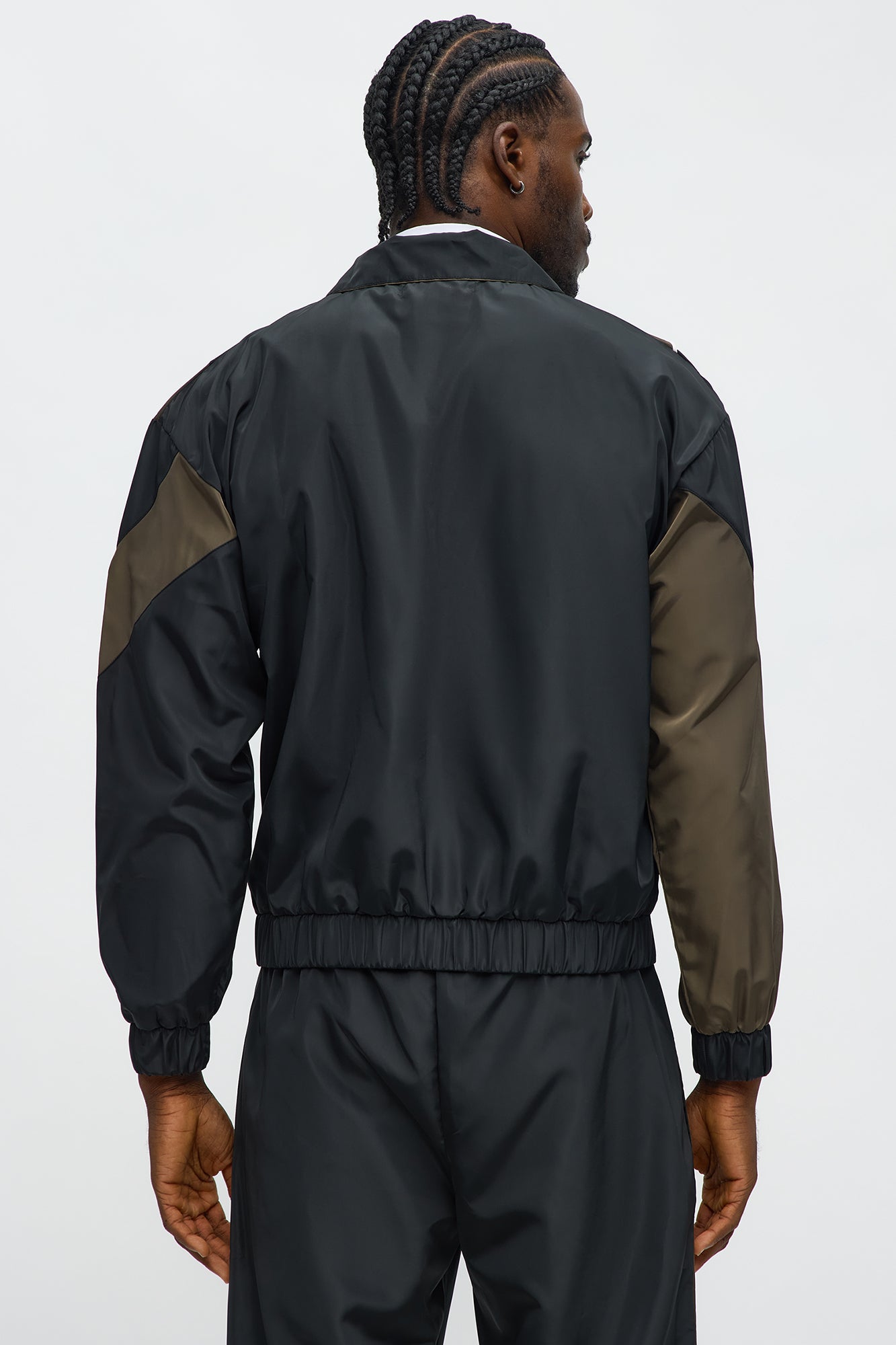 Hang It Up Color Block Windbreaker Jacket - Olive/combo