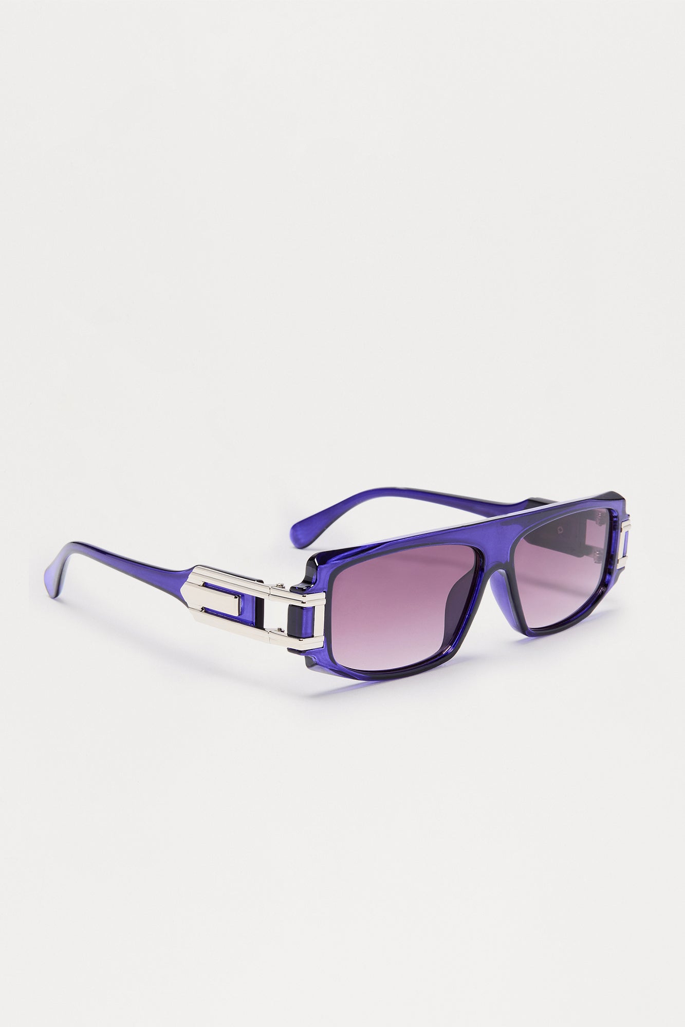 Flat Top Frame Colored Lens Sunglasses - Navy