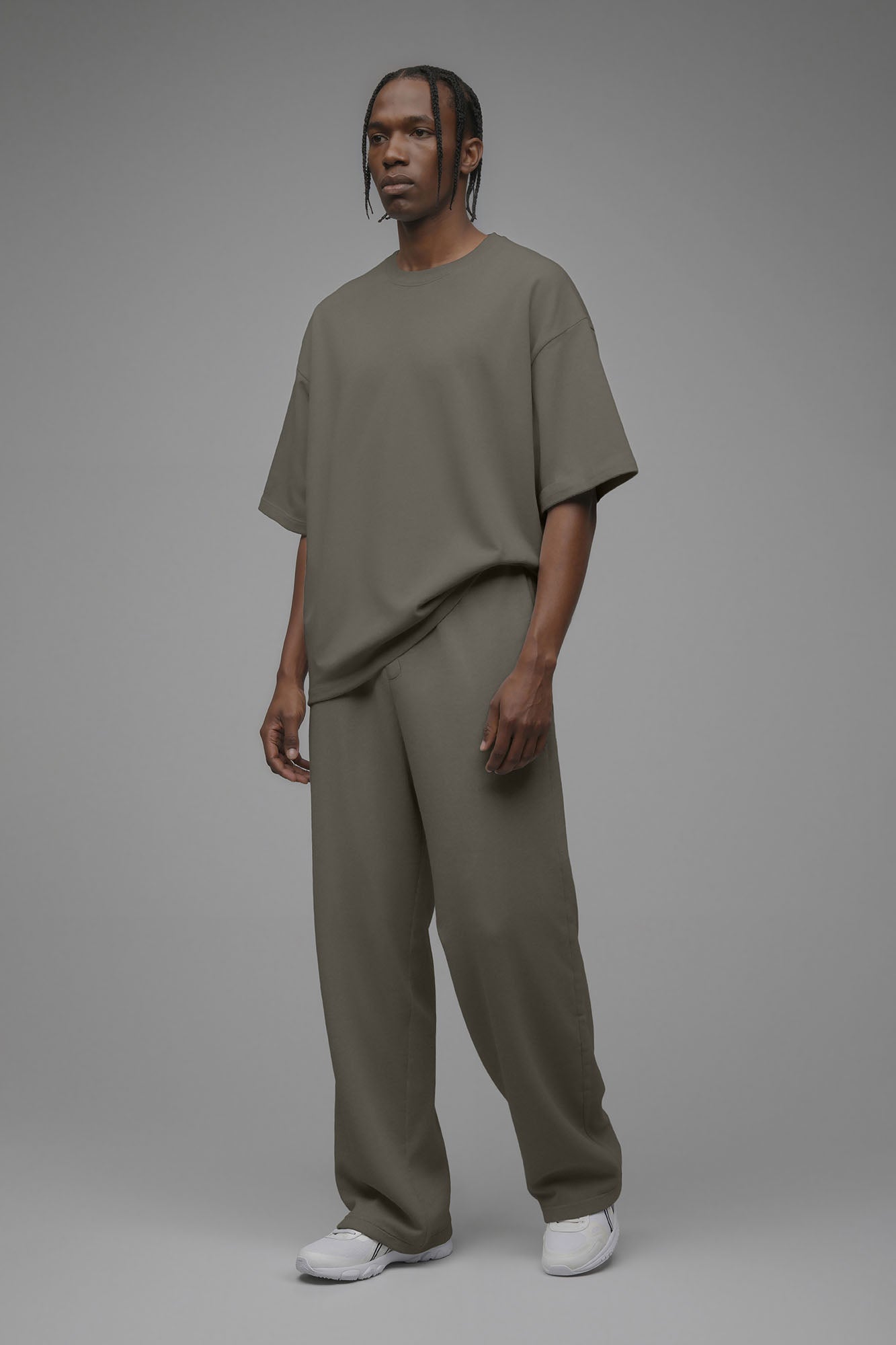 410 Oversized Fleece Tee - Moss Grey