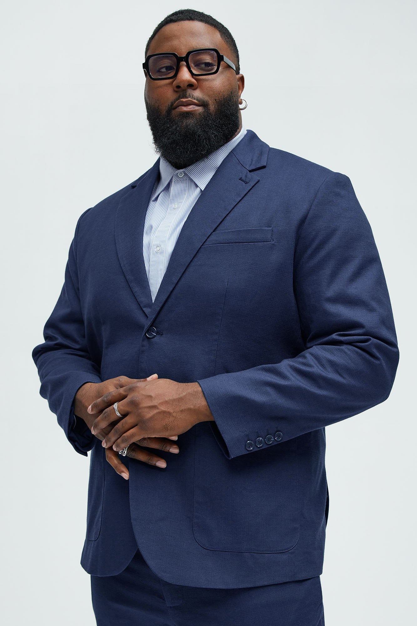 Travis Solid Texture Blazer - Navy