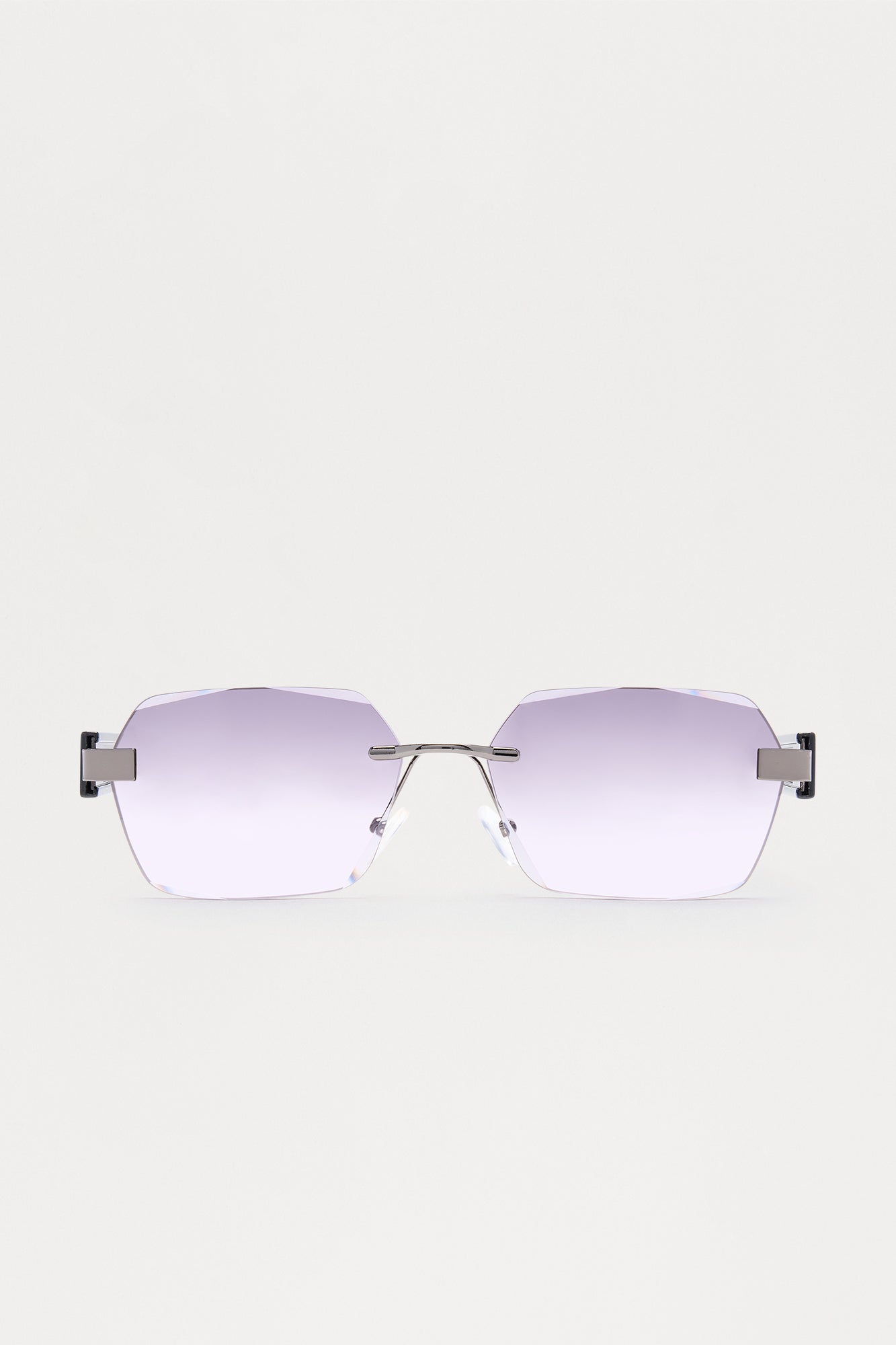 Rimless Geometric Frame Color Lens Sunglasses - Black/combo