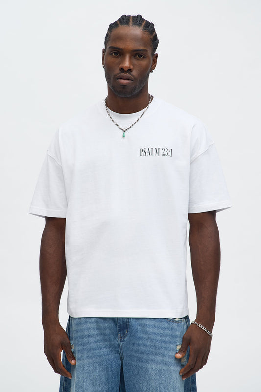 Psalms 23 Verse 1 Oversized Short Sleeve Tee - White