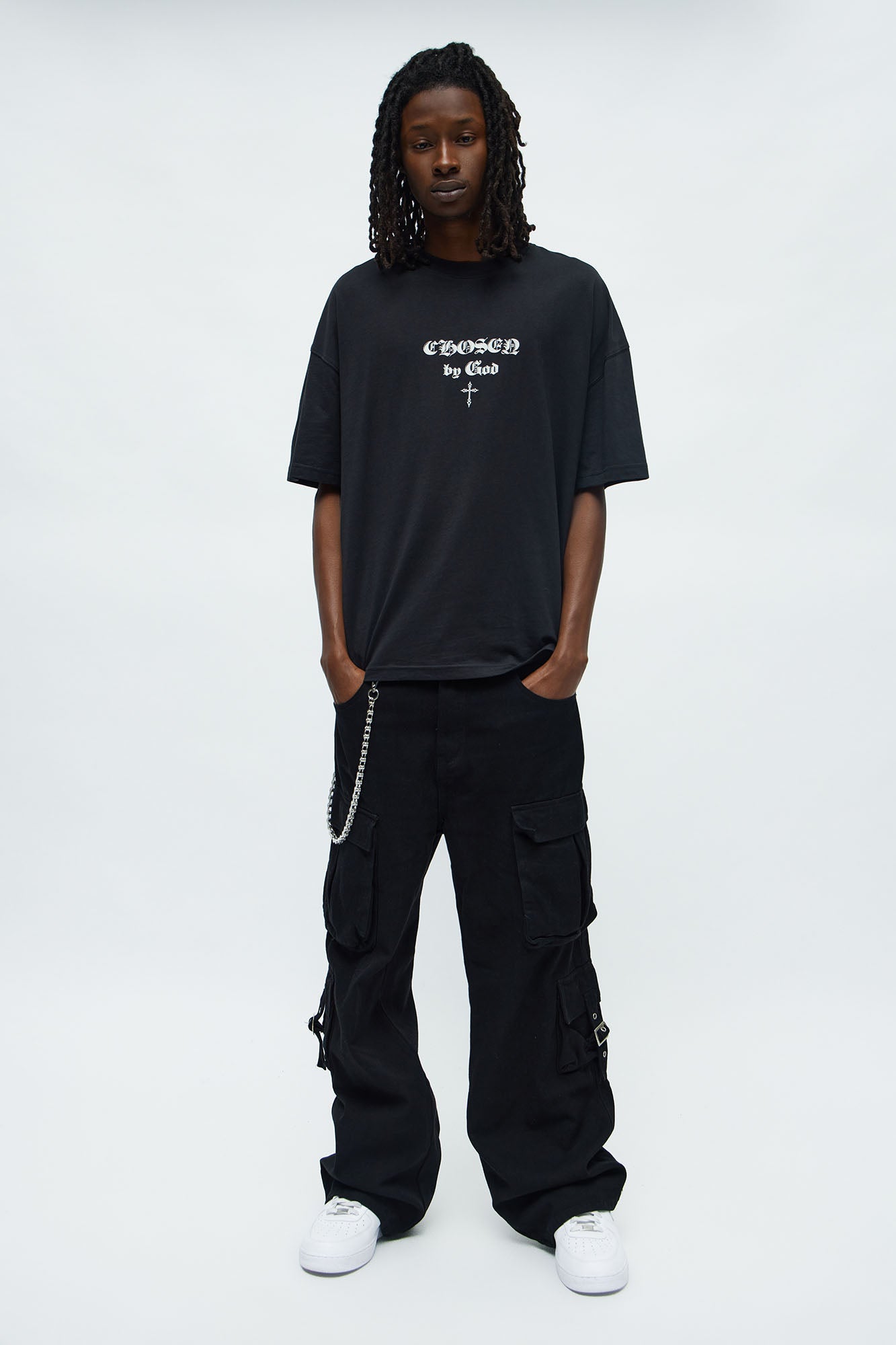Saved Chosen By God Oversized Short Sleeve Tee - Black
