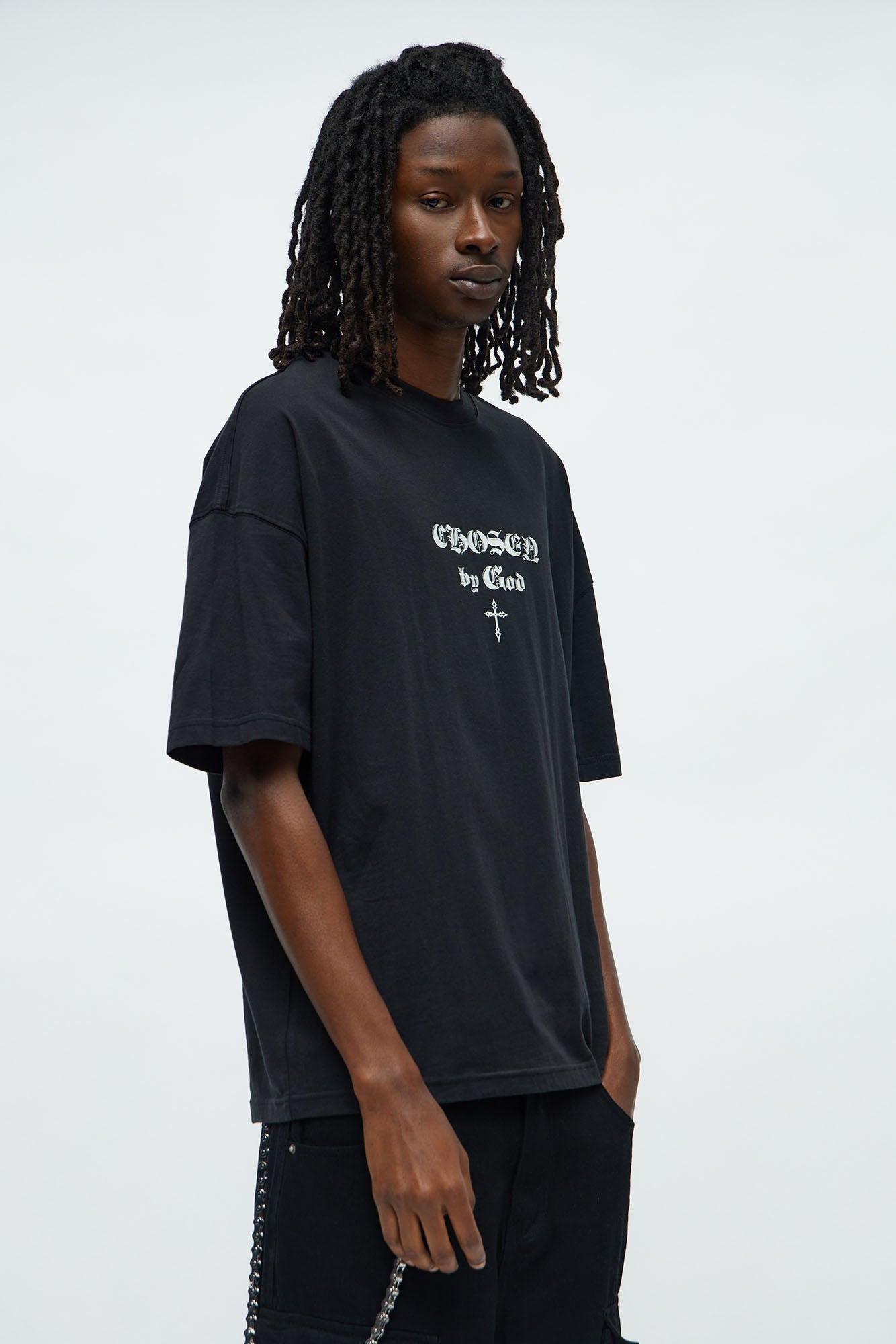Saved Chosen By God Oversized Short Sleeve Tee - Black