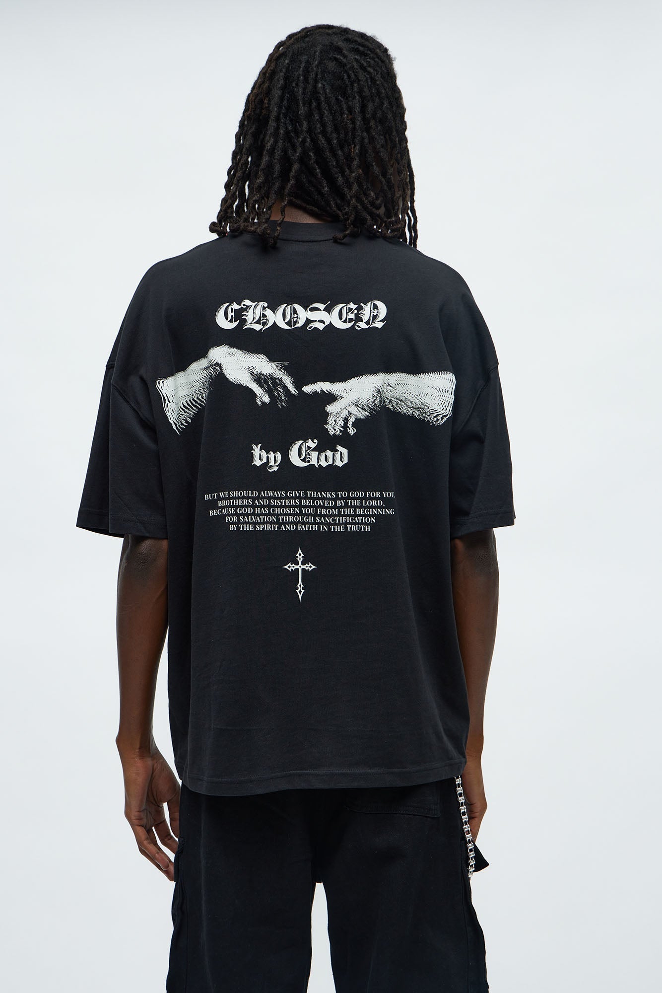 Saved Chosen By God Oversized Short Sleeve Tee - Black