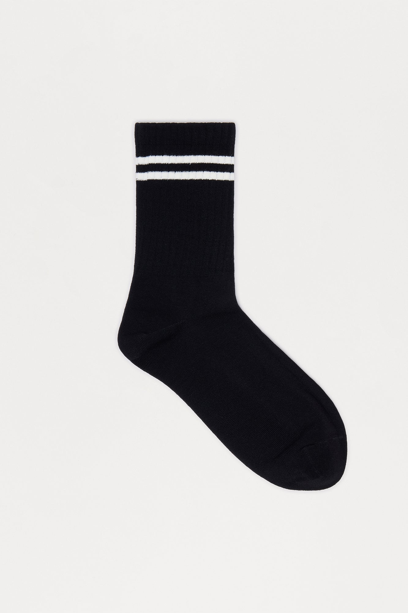Classic Striped Crew Length Socks - Black