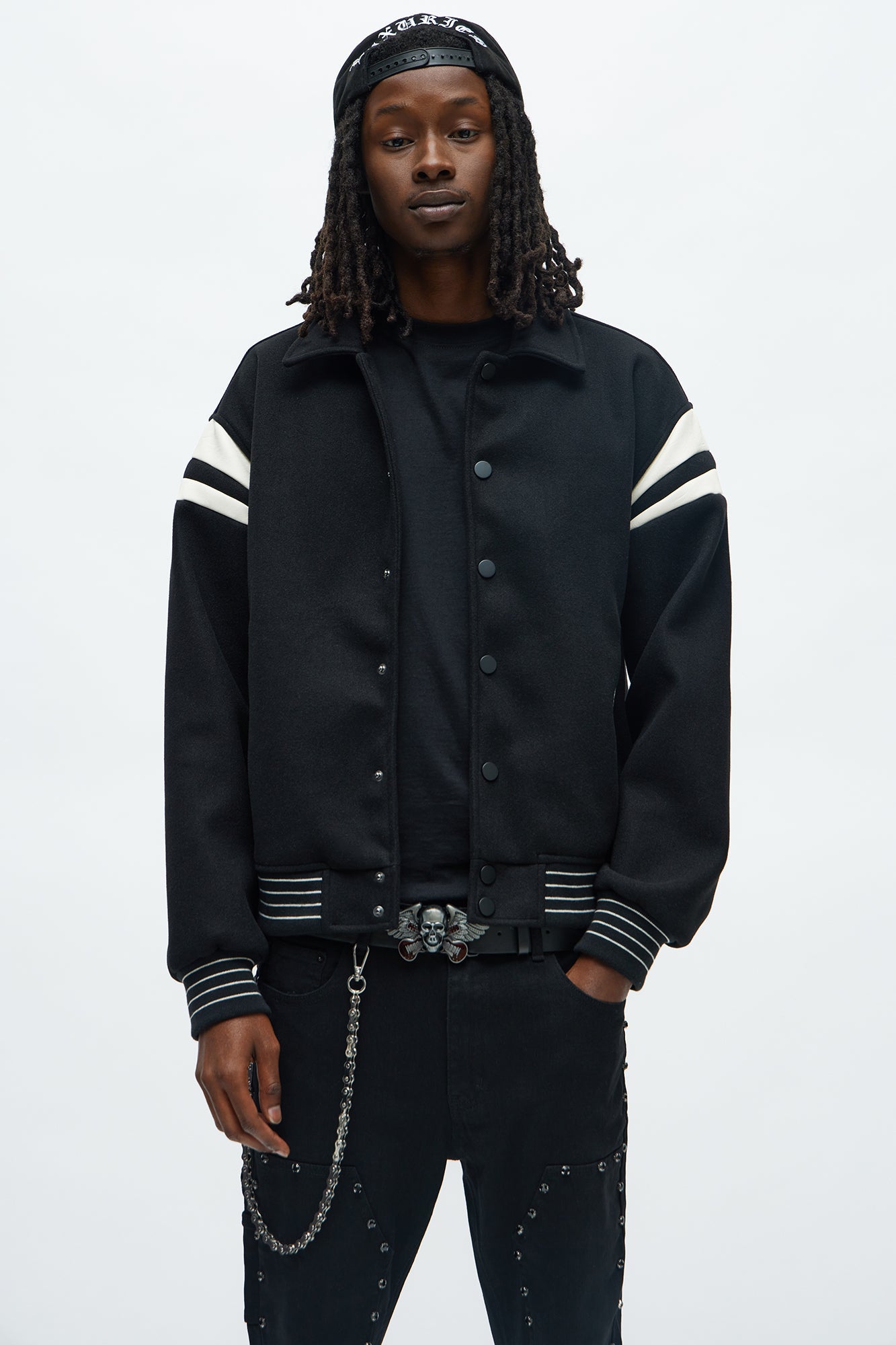 Classic Old School Varsity Jacket - Black