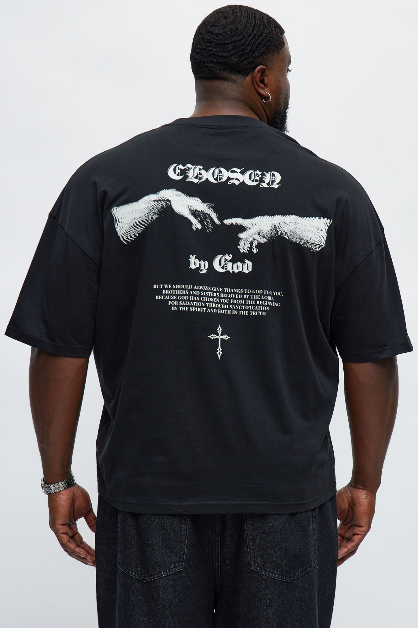 Saved Chosen By God Oversized Short Sleeve Tee - Black