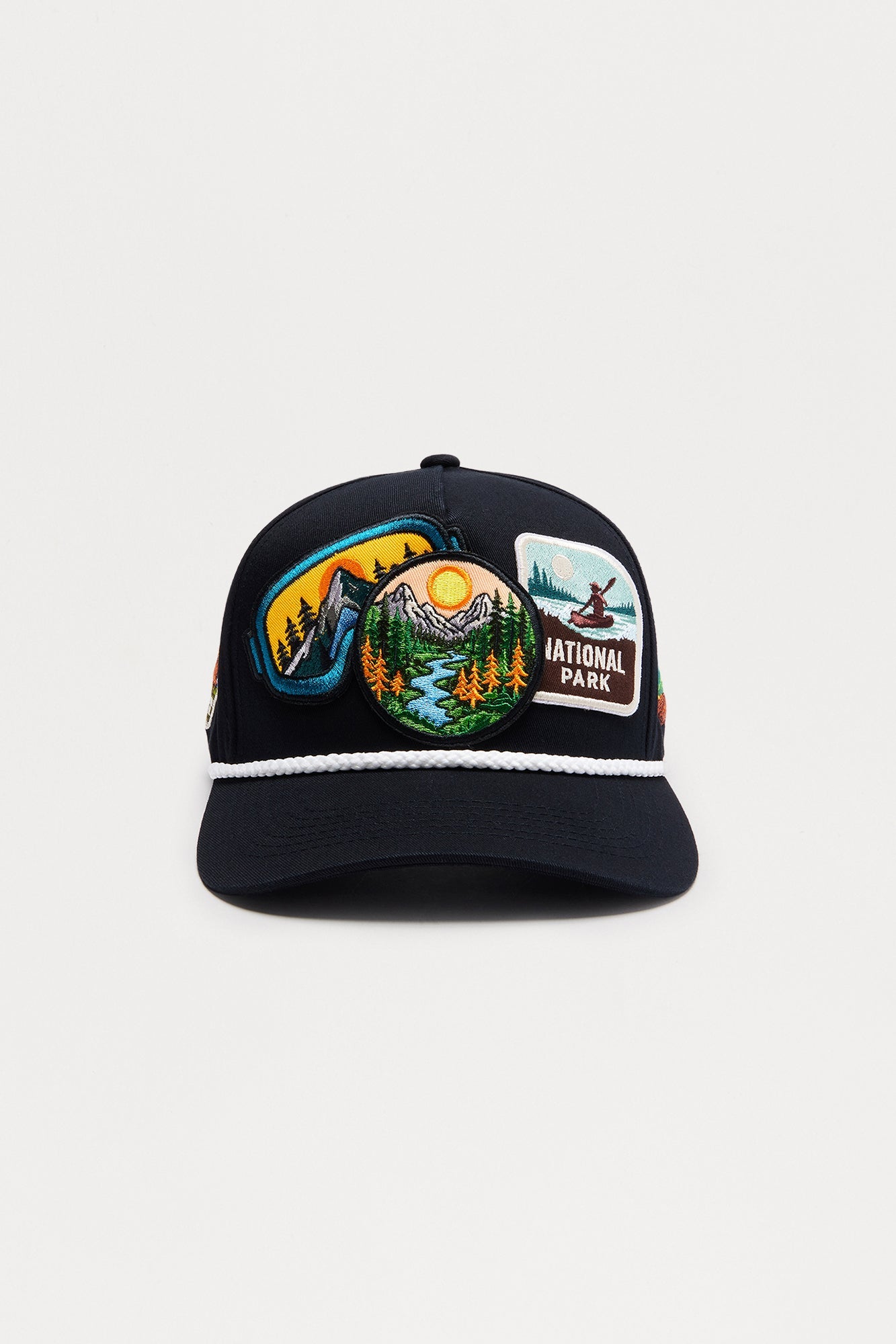 Camp Badge Structured Snapback Hat - Black