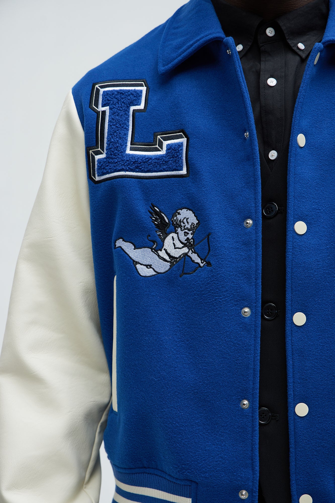 LA Patchwork Varsity Jacket - Royal/combo