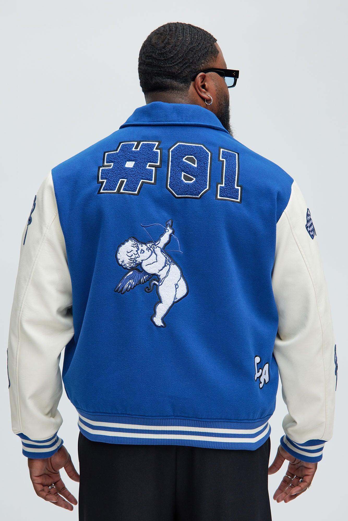 LA Patchwork Varsity Jacket - Royal/combo