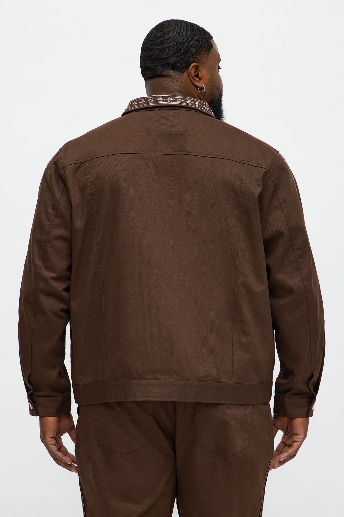 On A Loop Embroidered Stitch Trucker Jacket - Brown