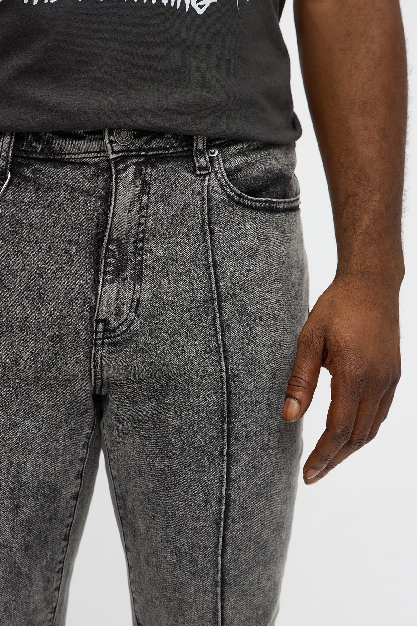 Stacked Skinny Flare Runaway Seam Jean - Black Wash