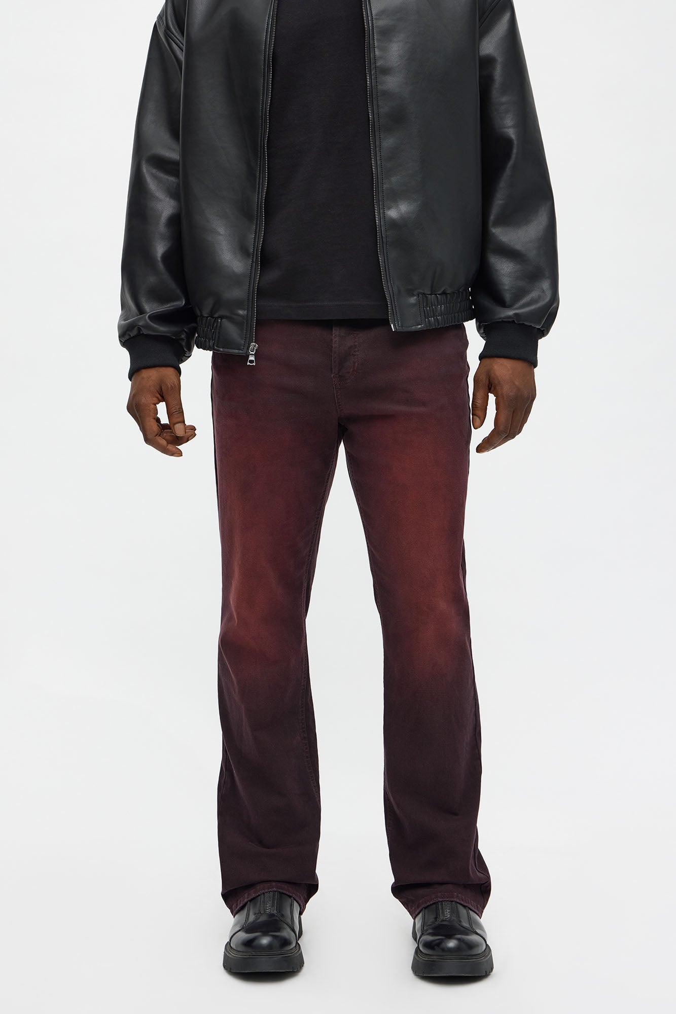 Stacked Slim Flare I'm That Ombre Jean - Burgundy