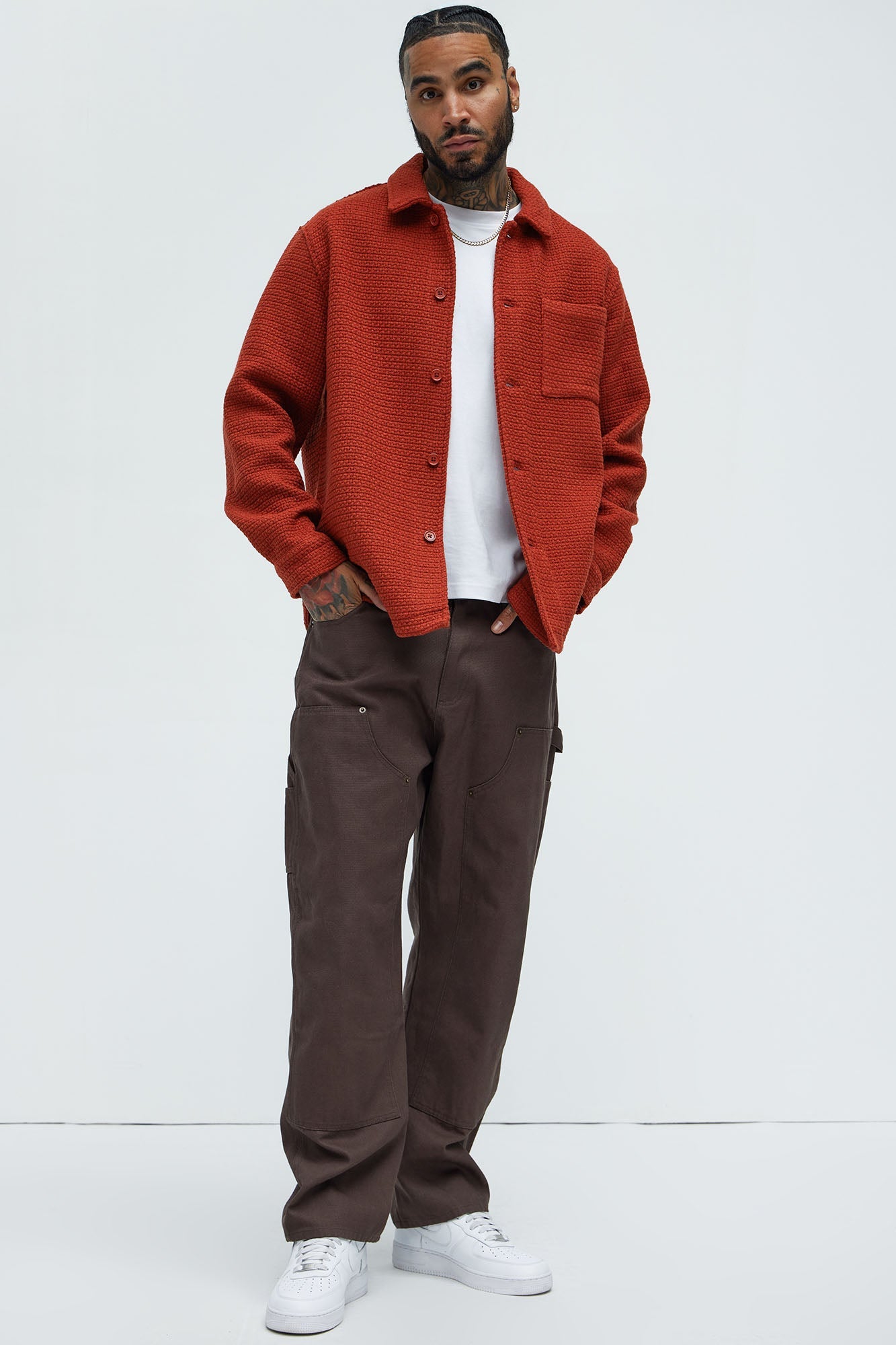 Linden Textured Button Up Shirt - Rust