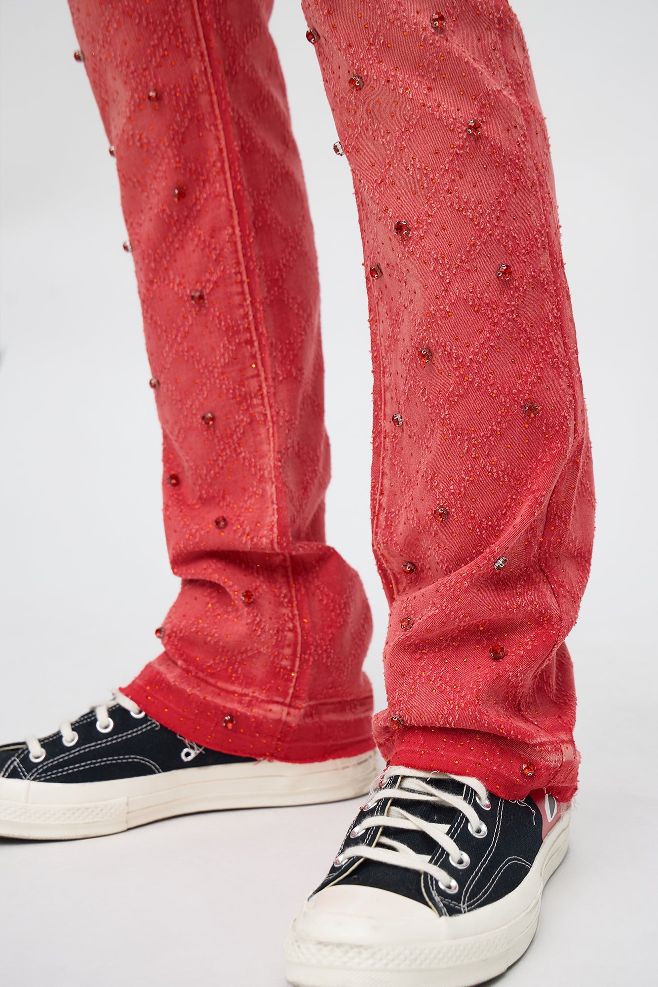 Stacked Slim Flare We WIldin In Bling Jean - Red
