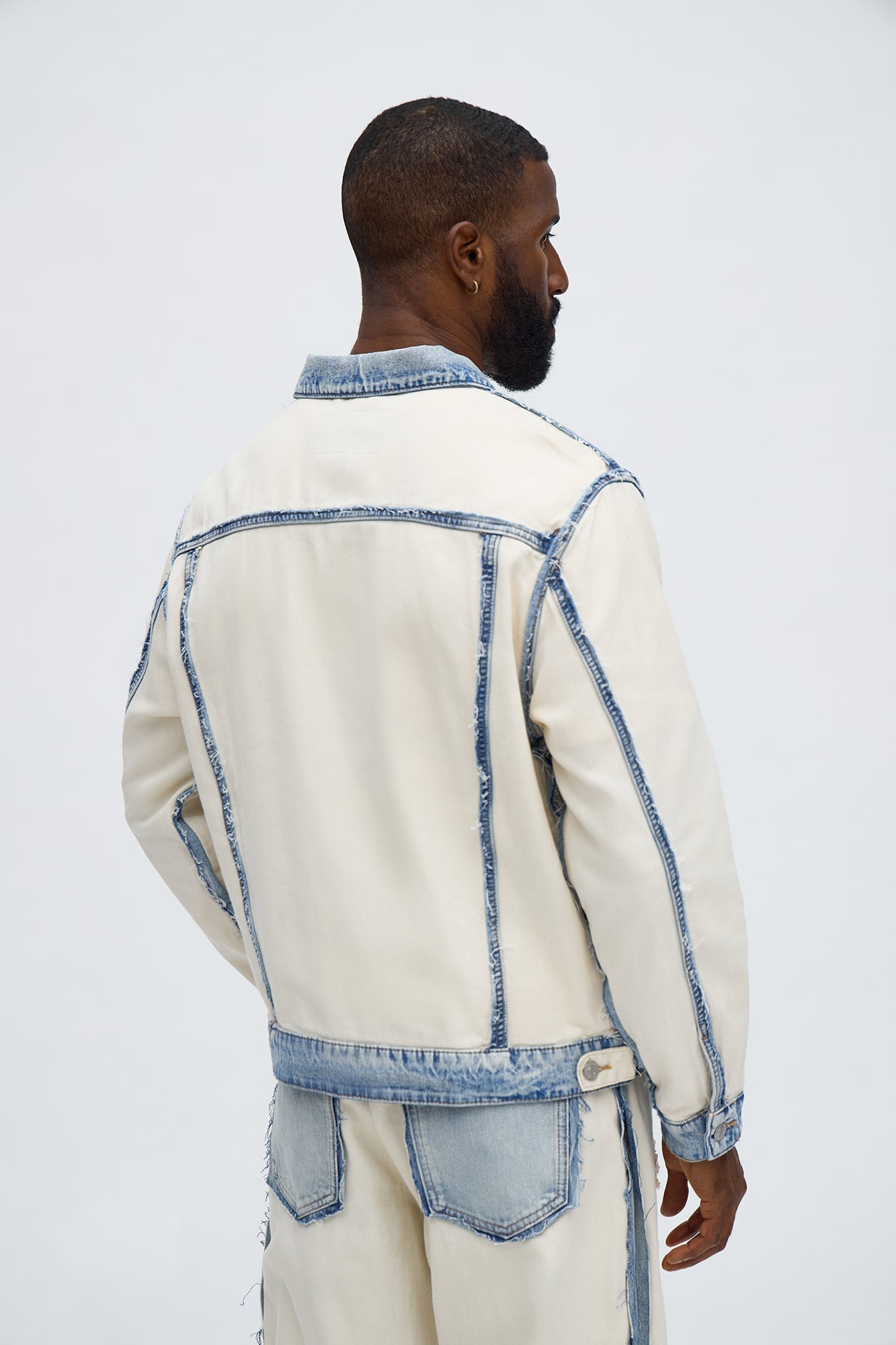 Benji Fray Denim Trucker Jacket - Off White/combo