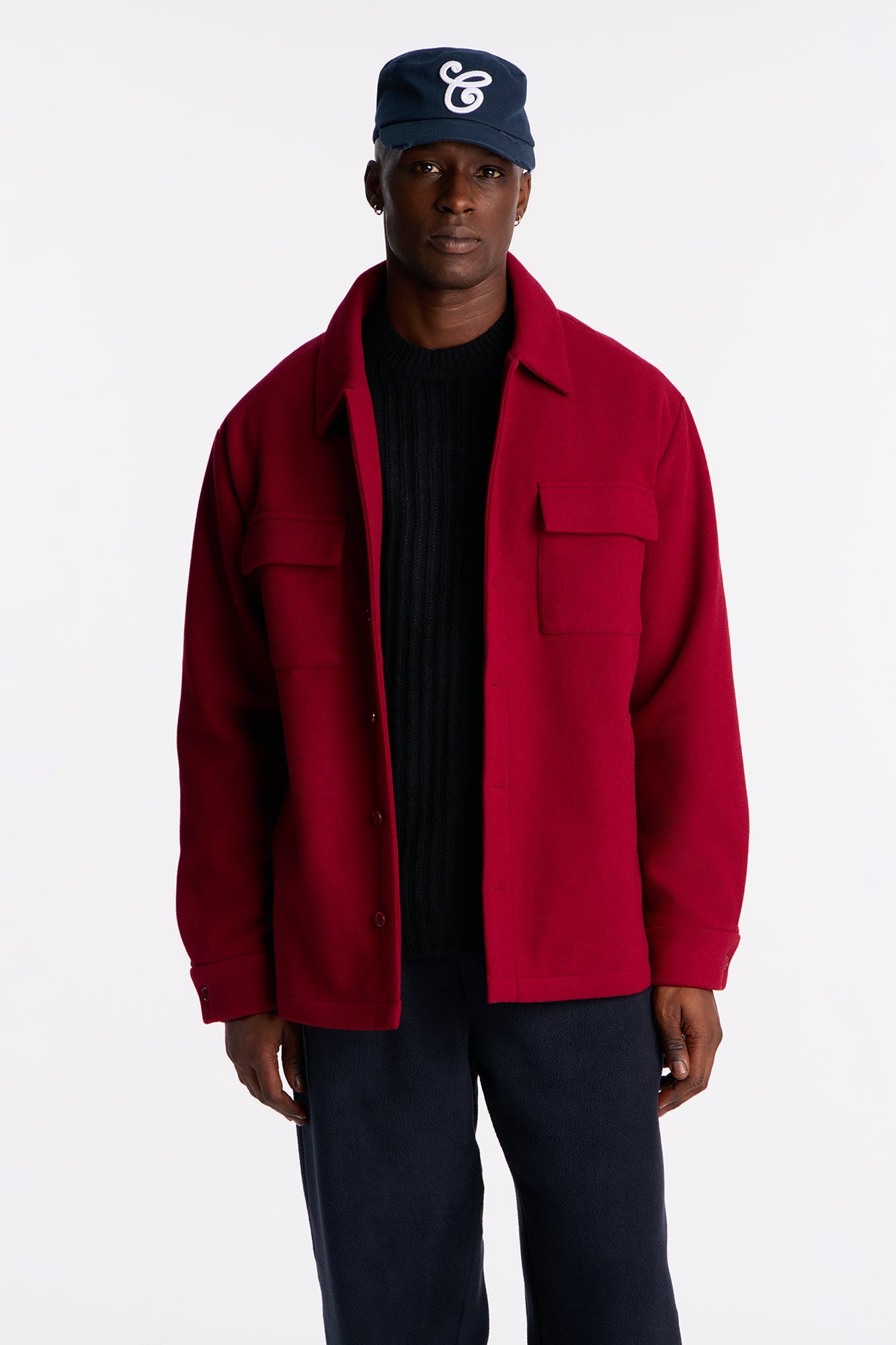 Ballou Pocket Button Up Shirt - Burgundy