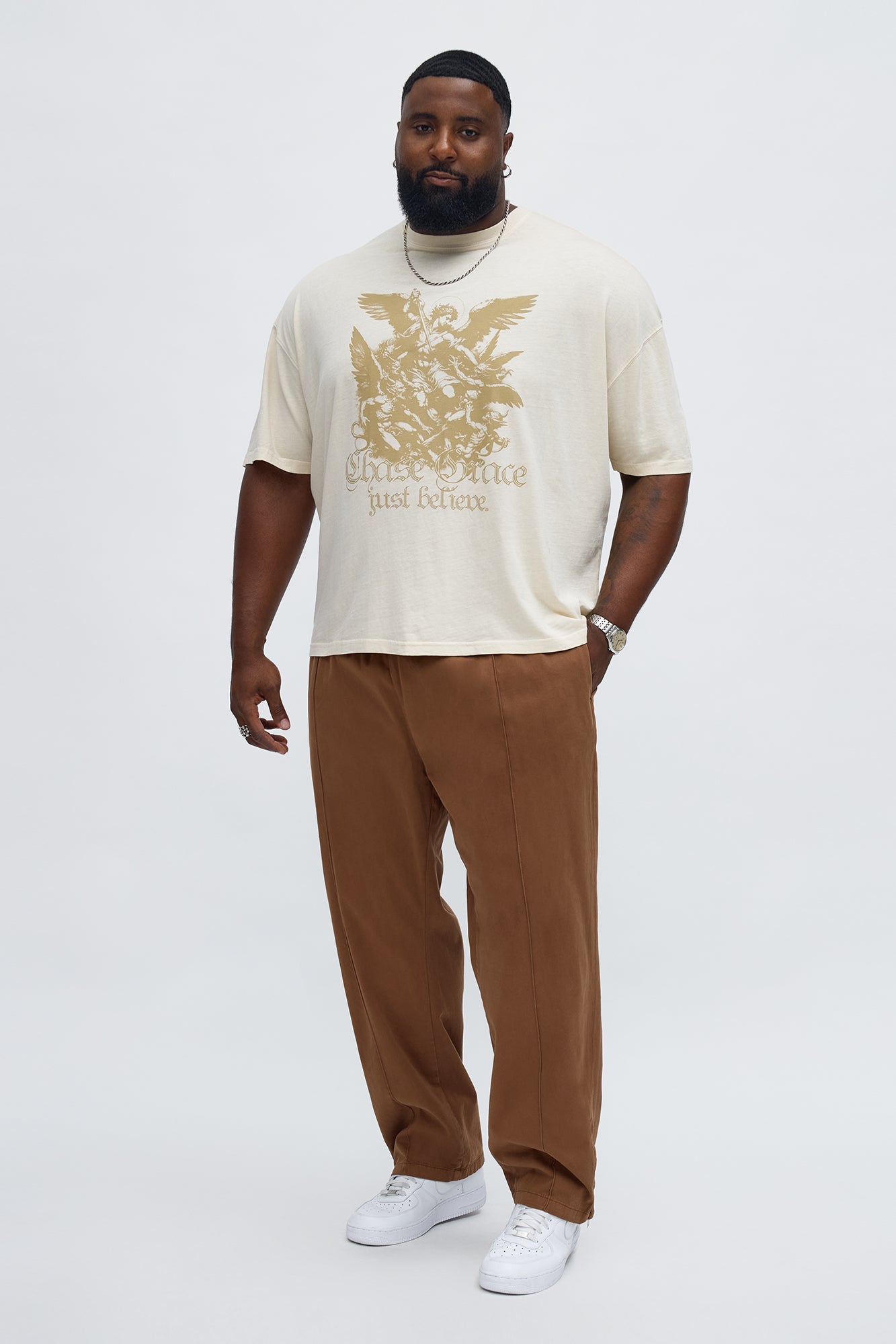 Slim Pintuck Zipper Pant - Brown