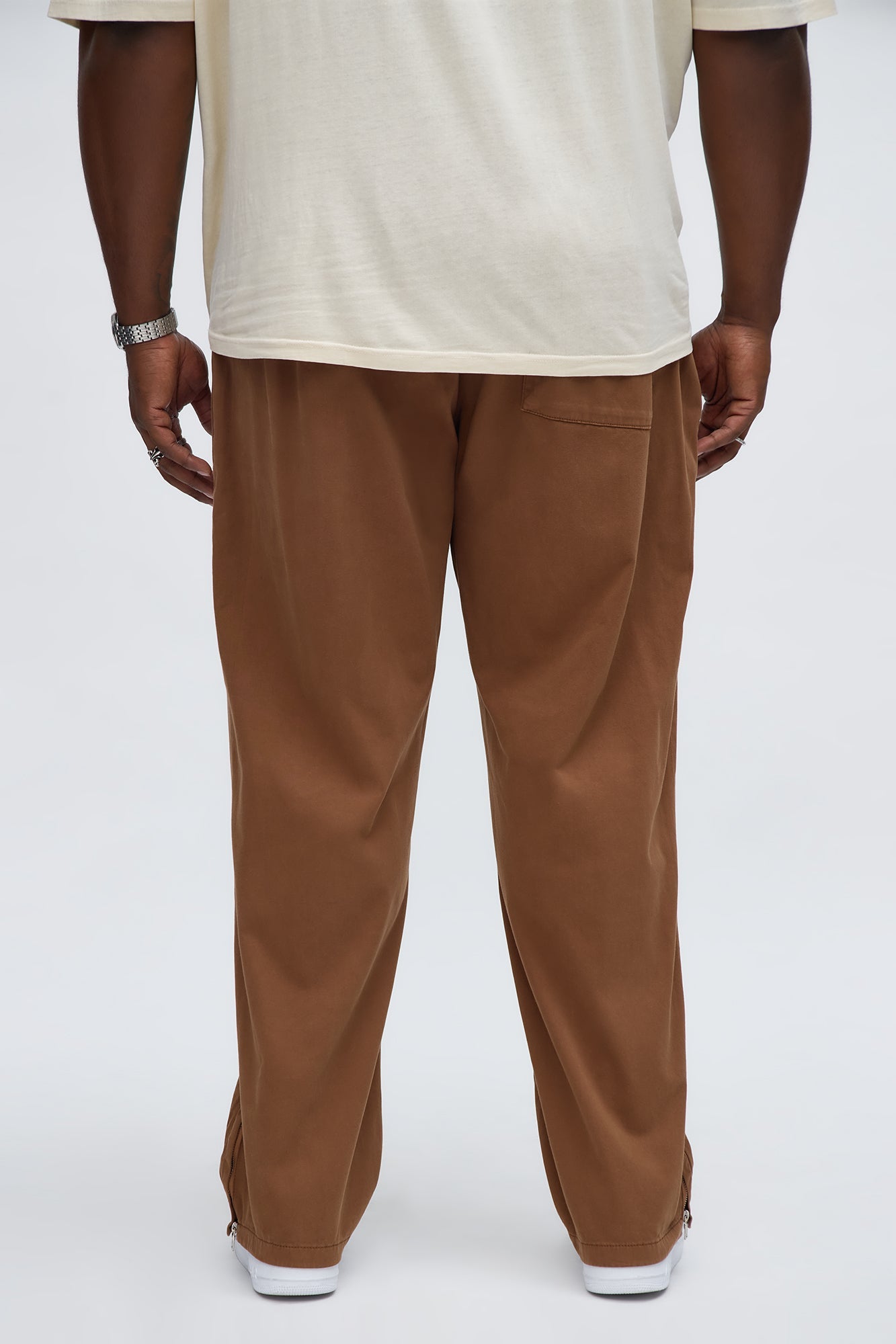 Slim Pintuck Zipper Pant - Brown