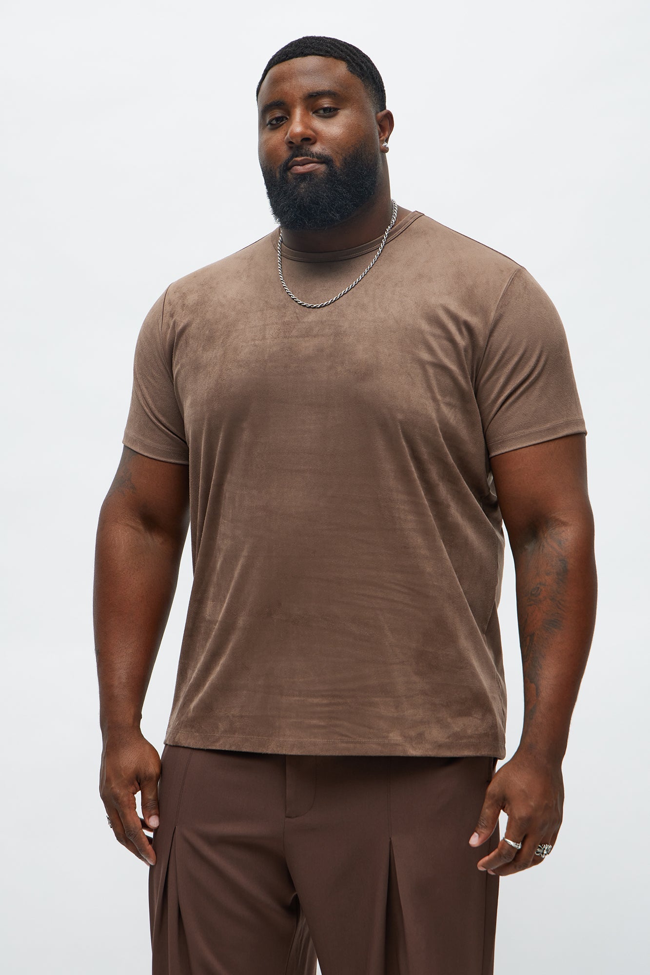 Velour Everyday Crew Tee - Brown